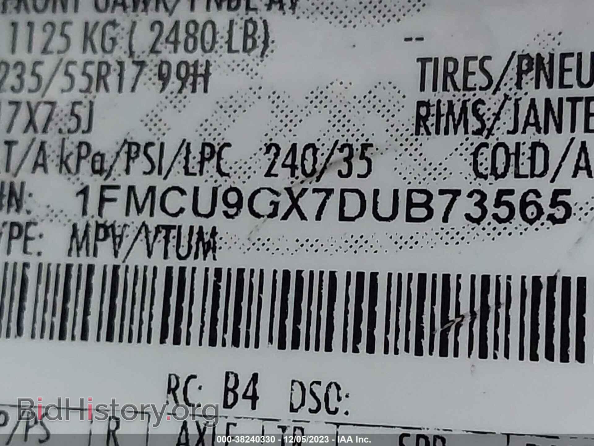2013 FORD ESCAPE - VIN: 1FMCU9GX7DUB73565 - Photo 9