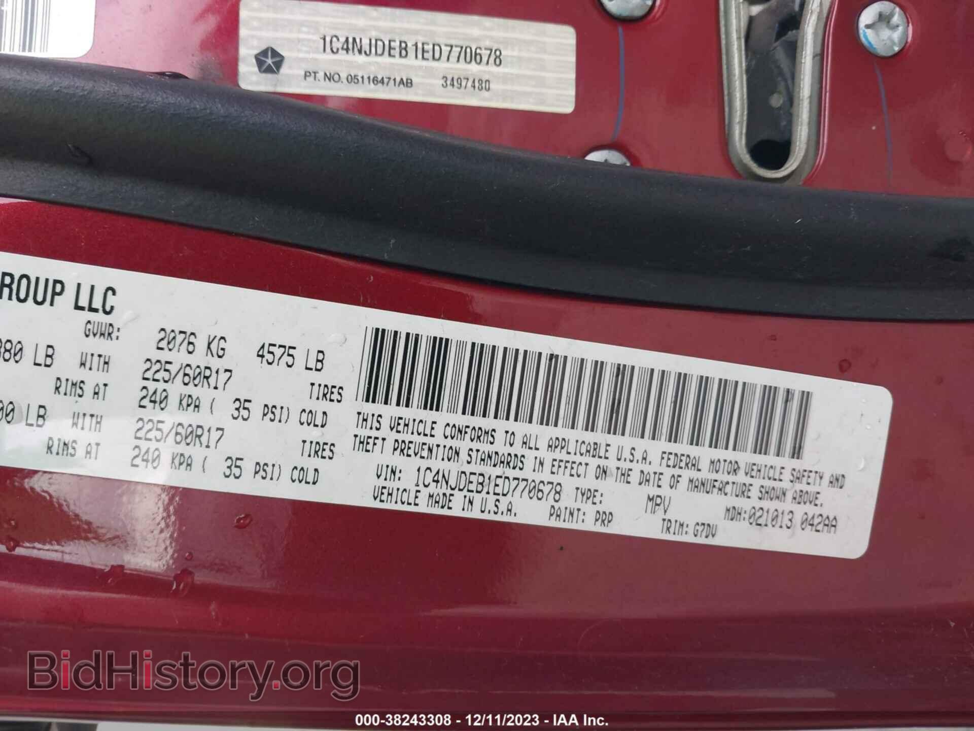2014 JEEP COMPASS - VIN: 1C4NJDEB1ED770678 - Photo 9
