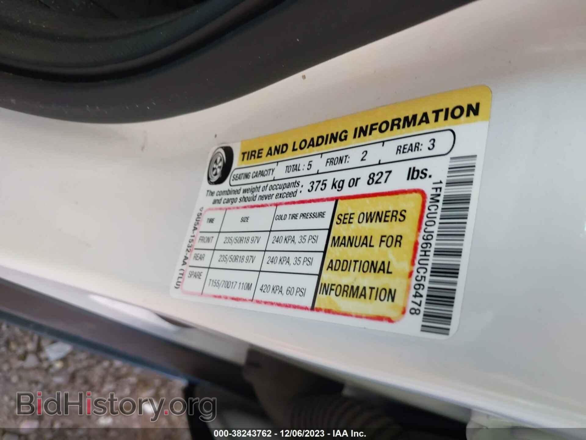 2017 FORD ESCAPE - VIN: 1FMCU0J96HUC56478 - Фото 9