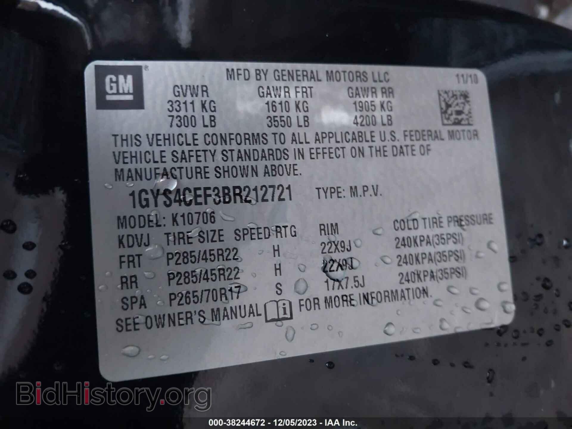 2011 CADILLAC ESCALADE - VIN: 1GYS4CEF3BR212721 - Photo 9