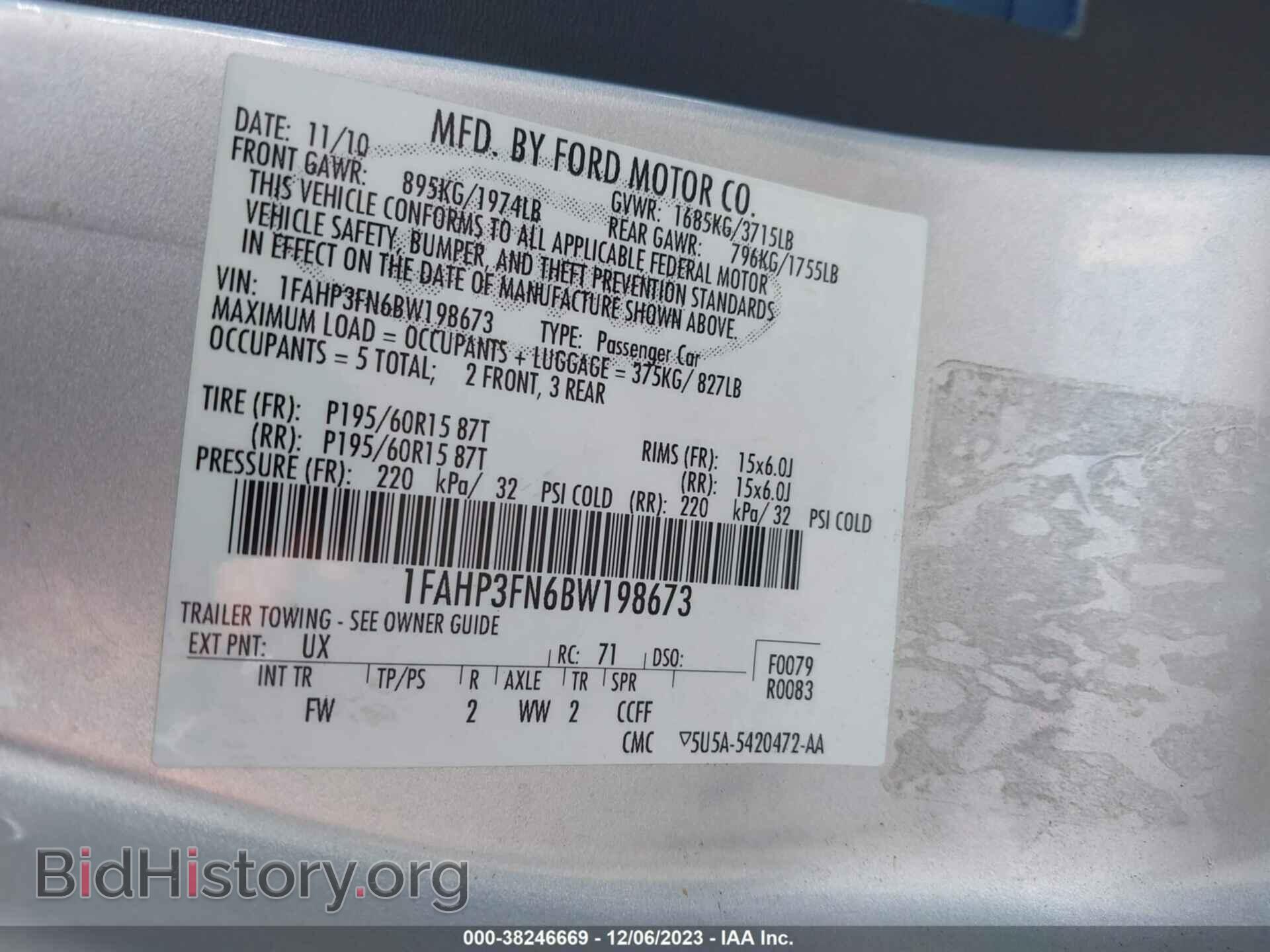 2011 FORD FOCUS - VIN: 1FAHP3FN6BW198673 - Фото 9