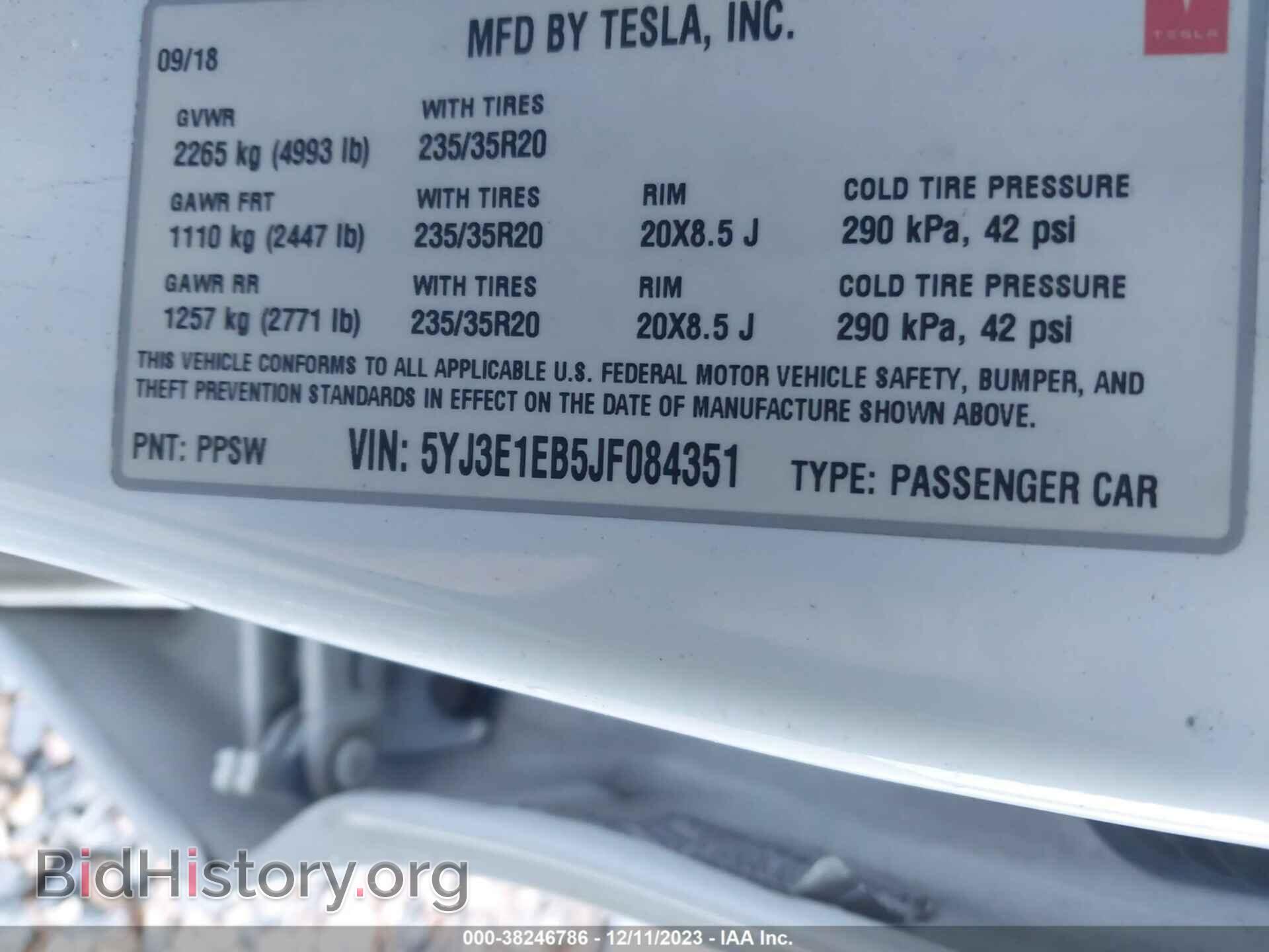 2018 TESLA MODEL 3 - VIN: 5YJ3E1EB5JF084351 - Фото 9
