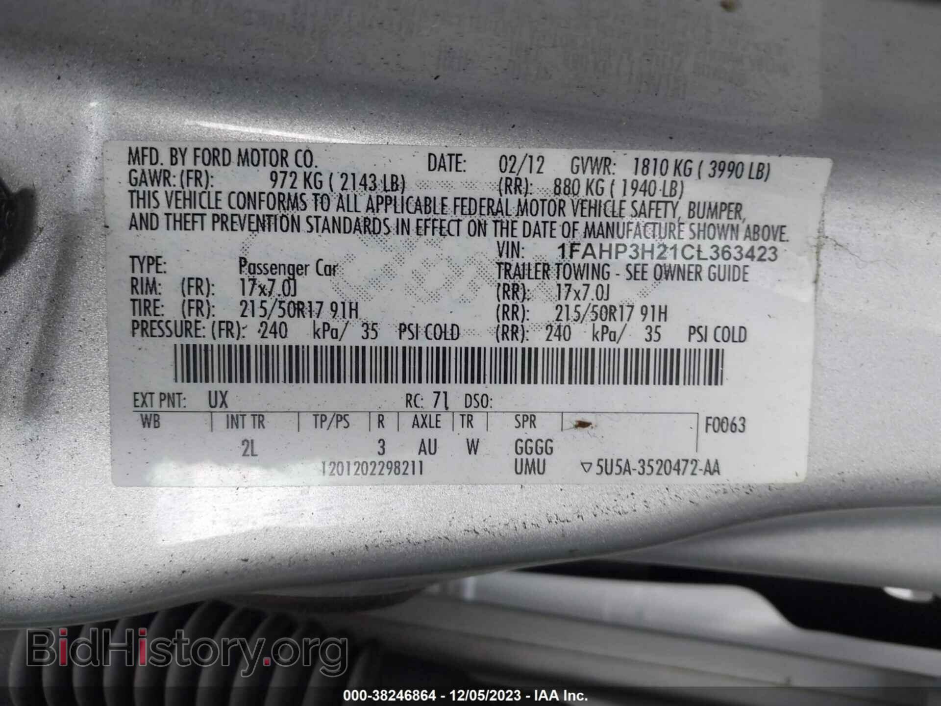 2012 FORD FOCUS - VIN: 1FAHP3H21CL363423 - Photo 9
