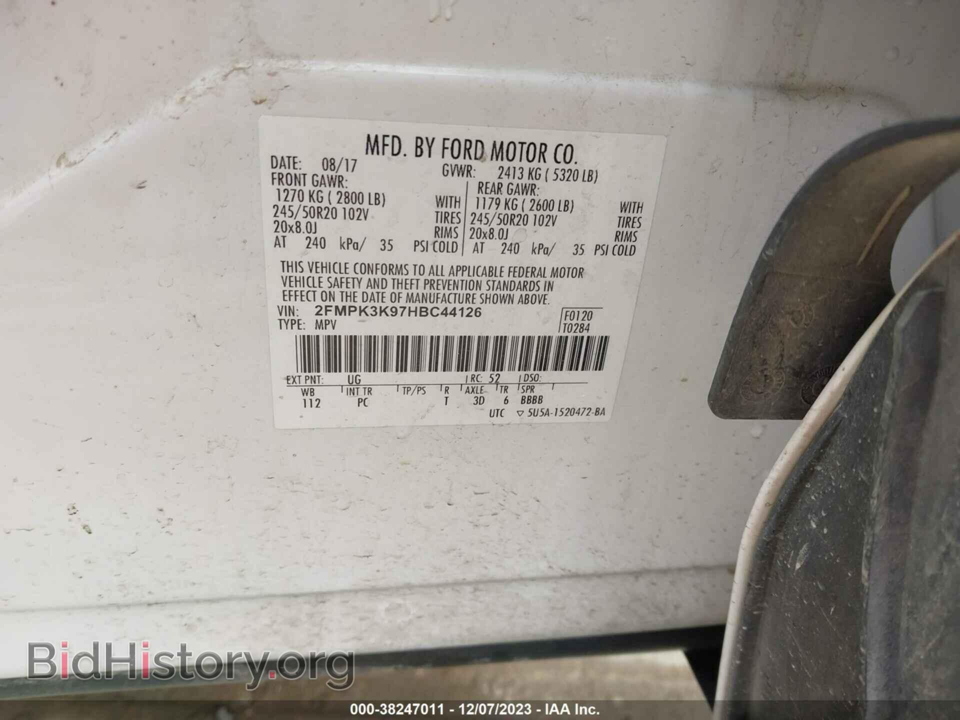 2017 FORD EDGE - VIN: 2FMPK3K97HBC44126 - Photo 9