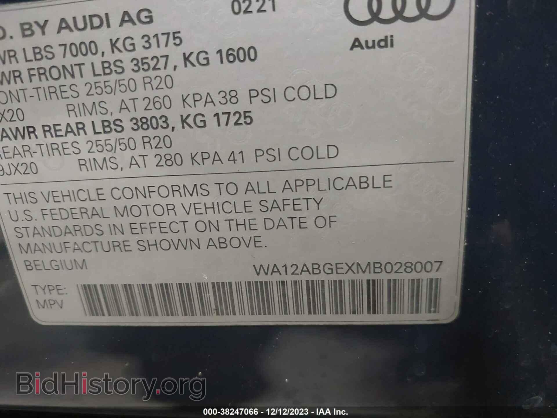 2021 AUDI E-TRON SPORTBACK - VIN: WA12ABGEXMB028007 - Фото 9