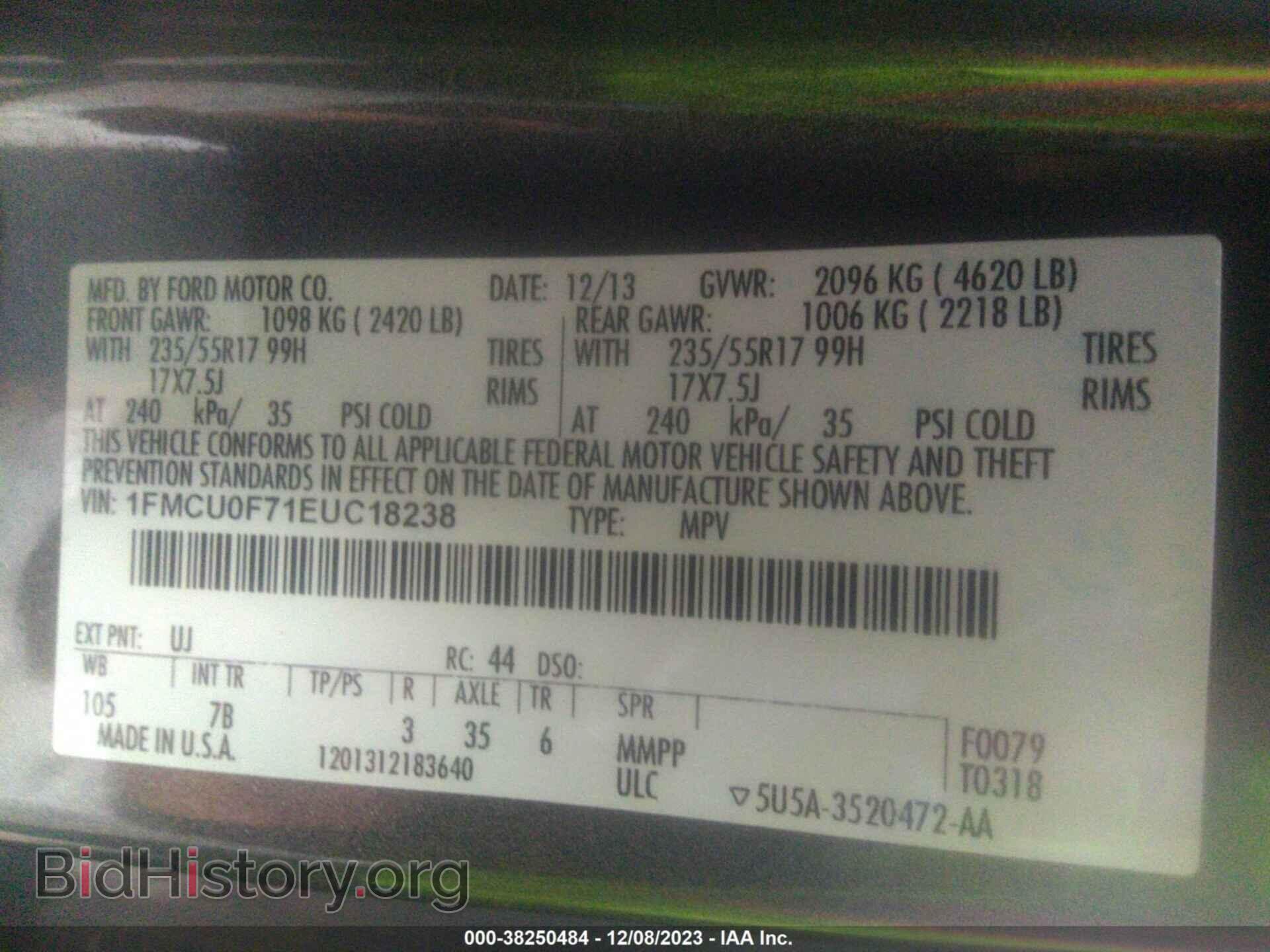 2014 FORD ESCAPE - VIN: 1FMCU0F71EUC18238 - Photo 9