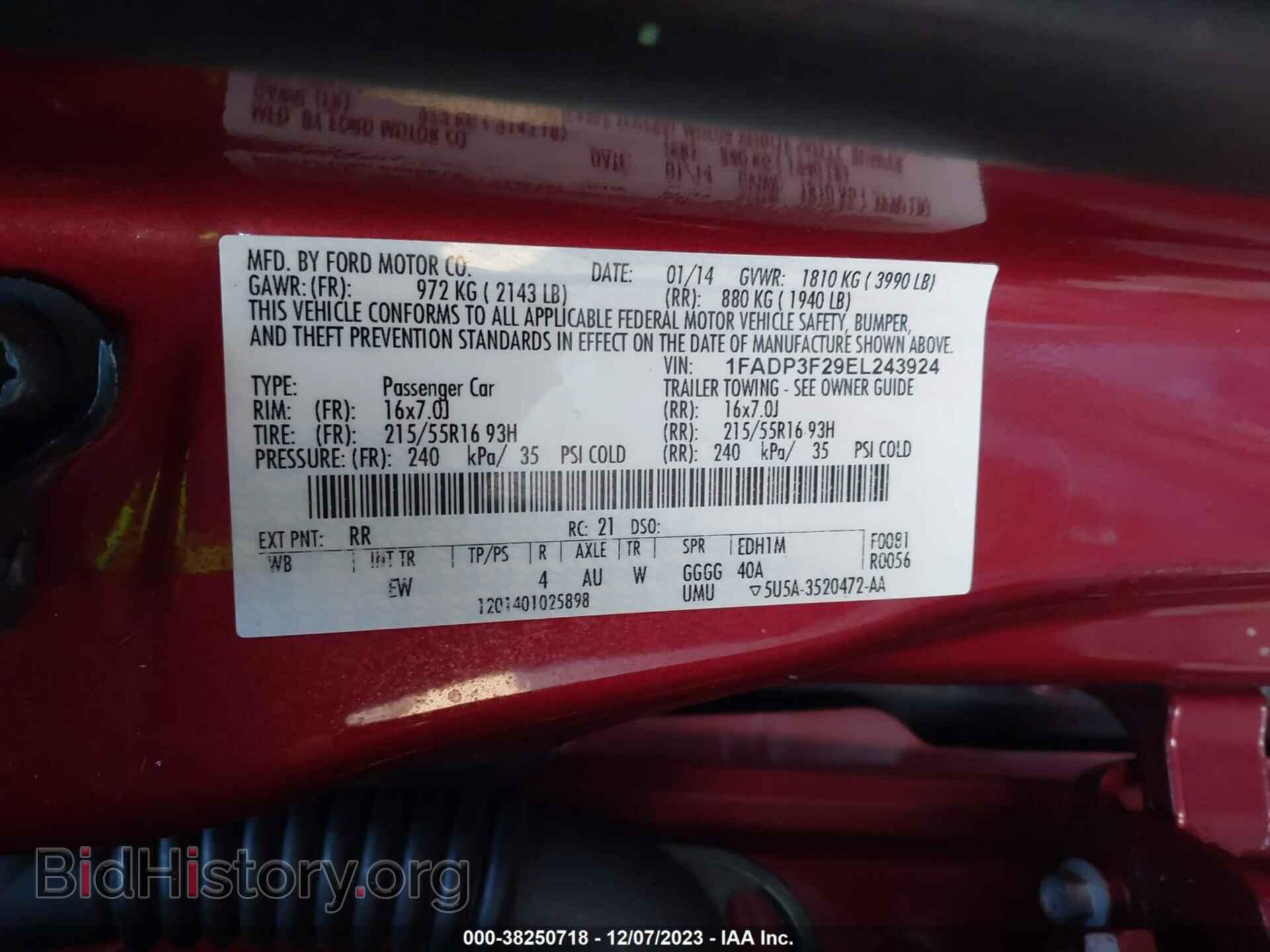 2014 FORD FOCUS - VIN: 1FADP3F29EL243924 - Фото 9