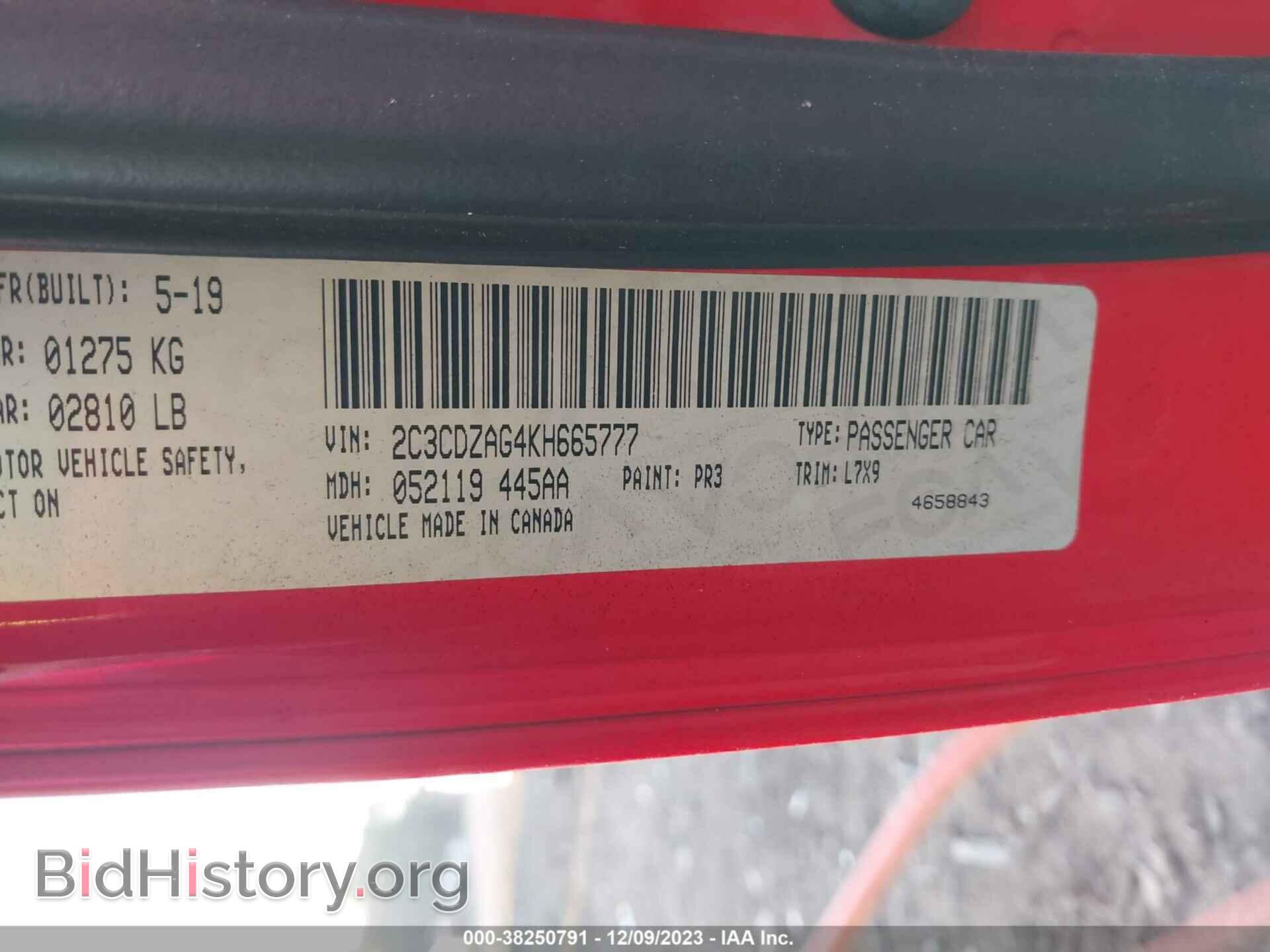2019 DODGE CHALLENGER - VIN: 2C3CDZAG4KH665777 - Photo 9
