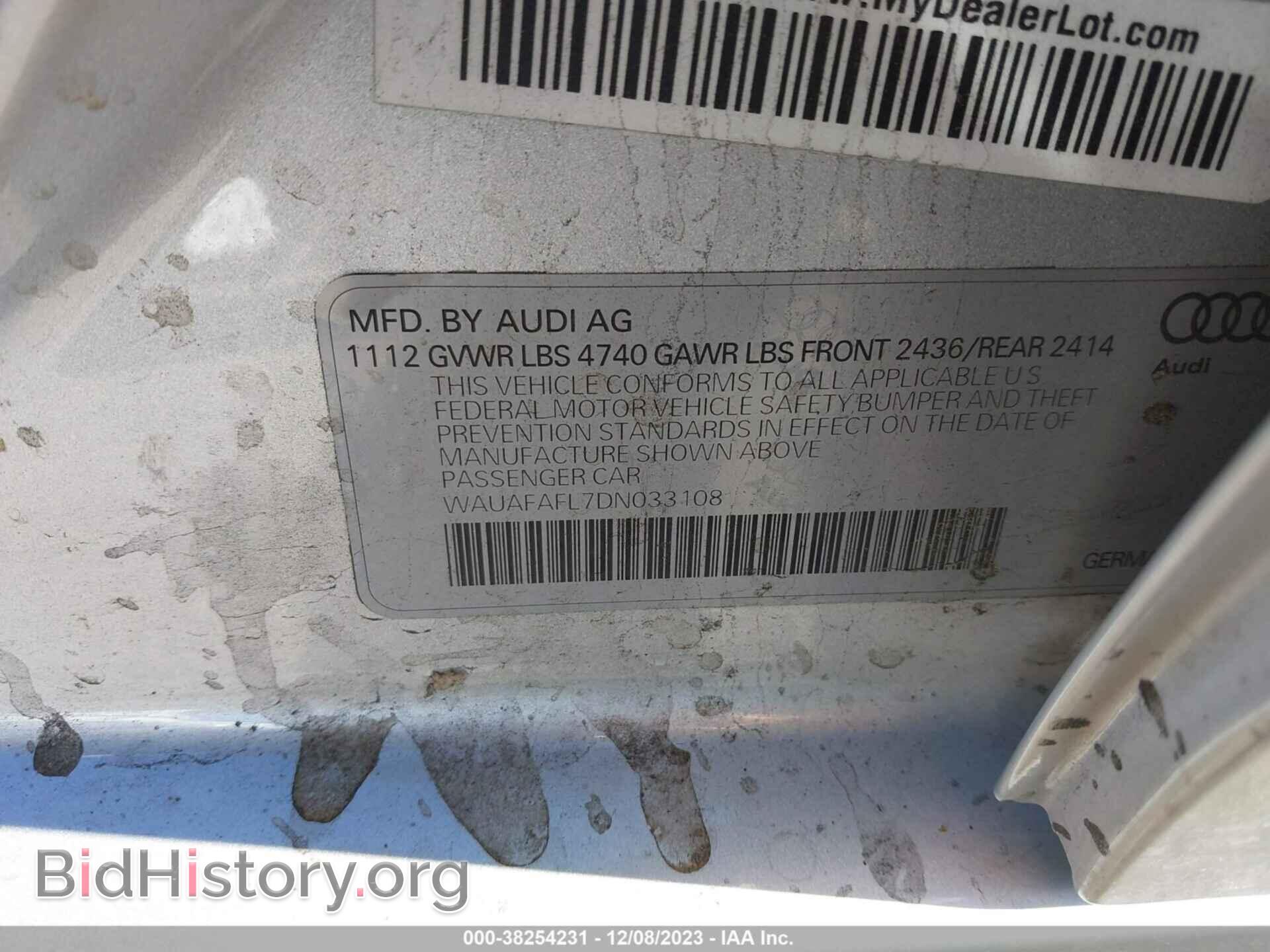 2013 AUDI A4 - VIN: WAUAFAFL7DN033108 - Photo 9