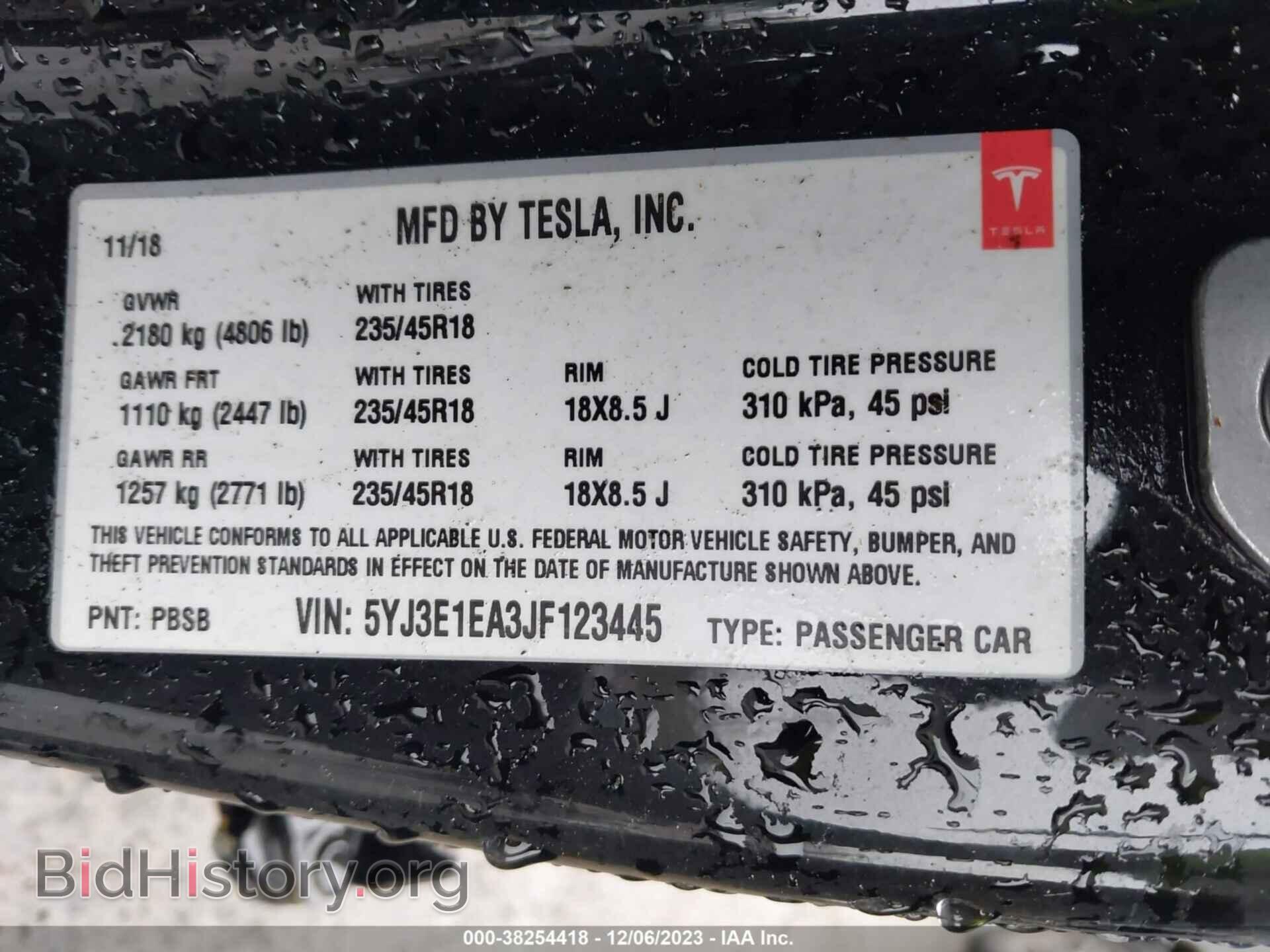 2018 TESLA MODEL 3 - VIN: 5YJ3E1EA3JF123445 - Photo 9
