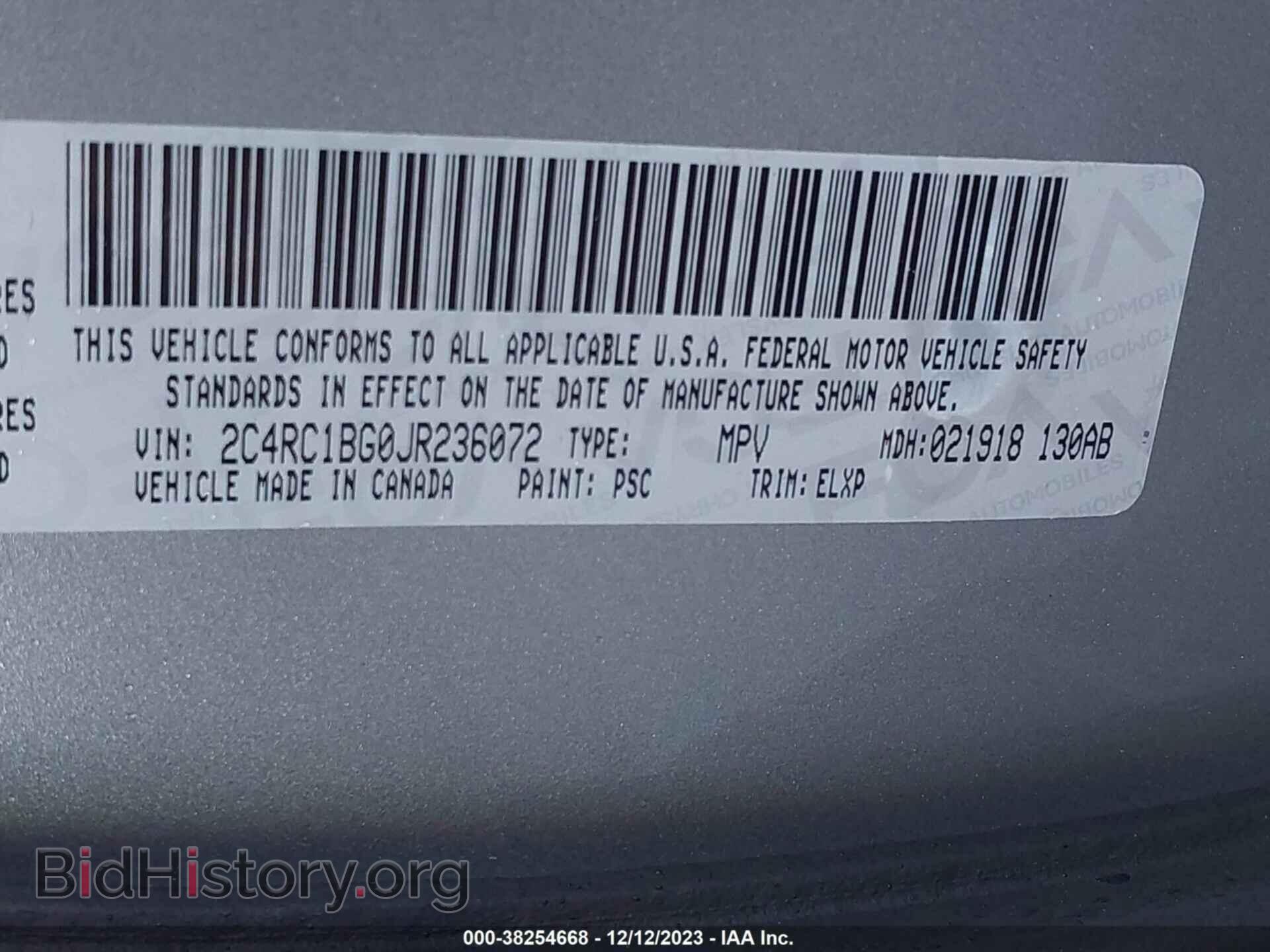 2018 CHRYSLER PACIFICA - VIN: 2C4RC1BG0JR236072 - Фото 9
