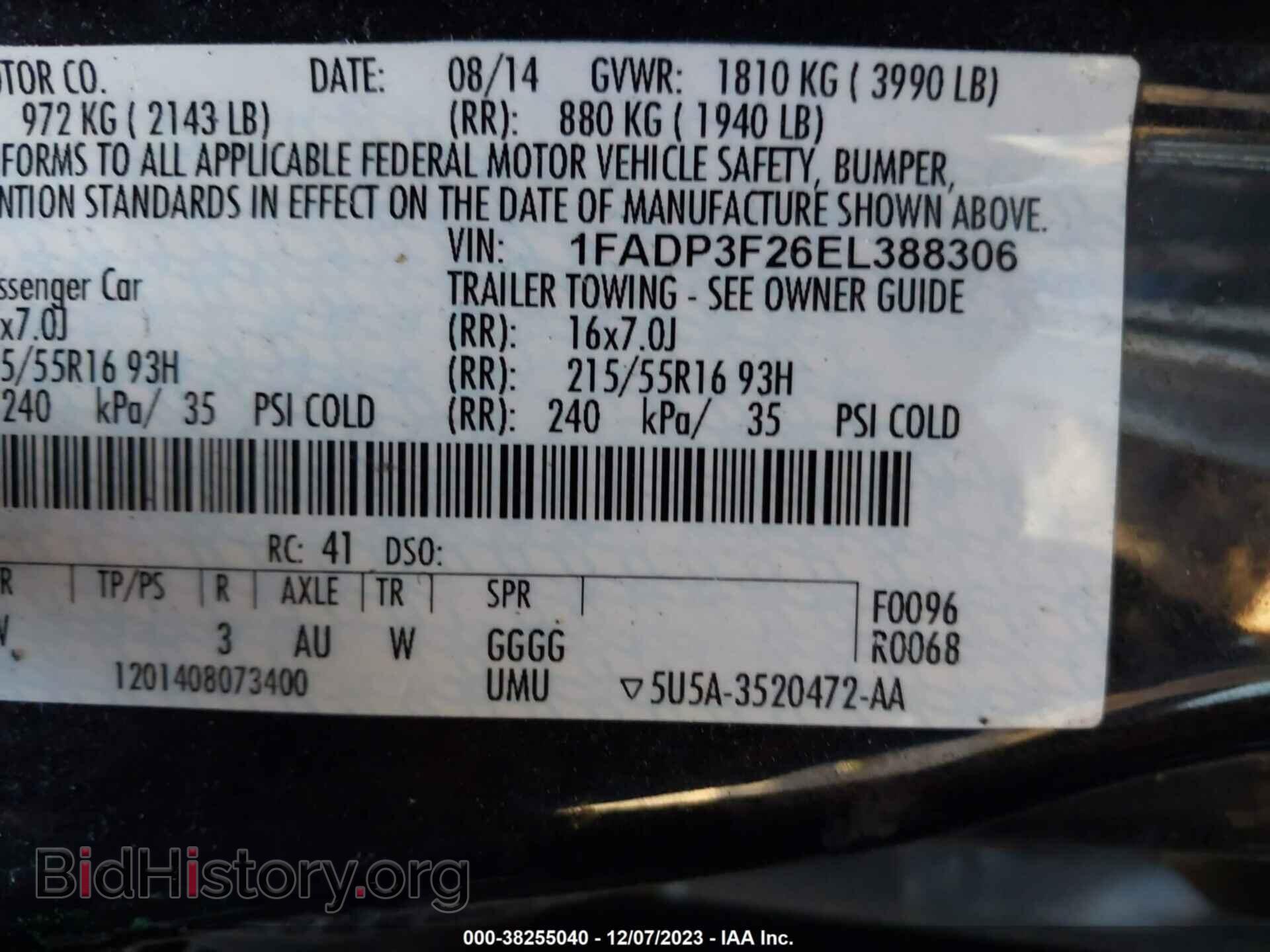 2014 FORD FOCUS - VIN: 1FADP3F26EL388306 - Фото 9