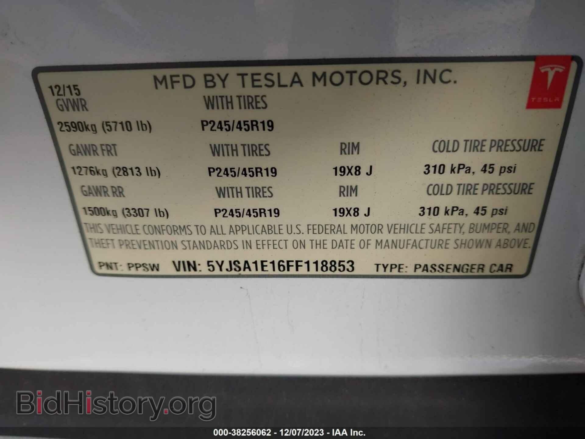 2015 TESLA MODEL S - VIN: 5YJSA1E16FF118853 - Photo 9