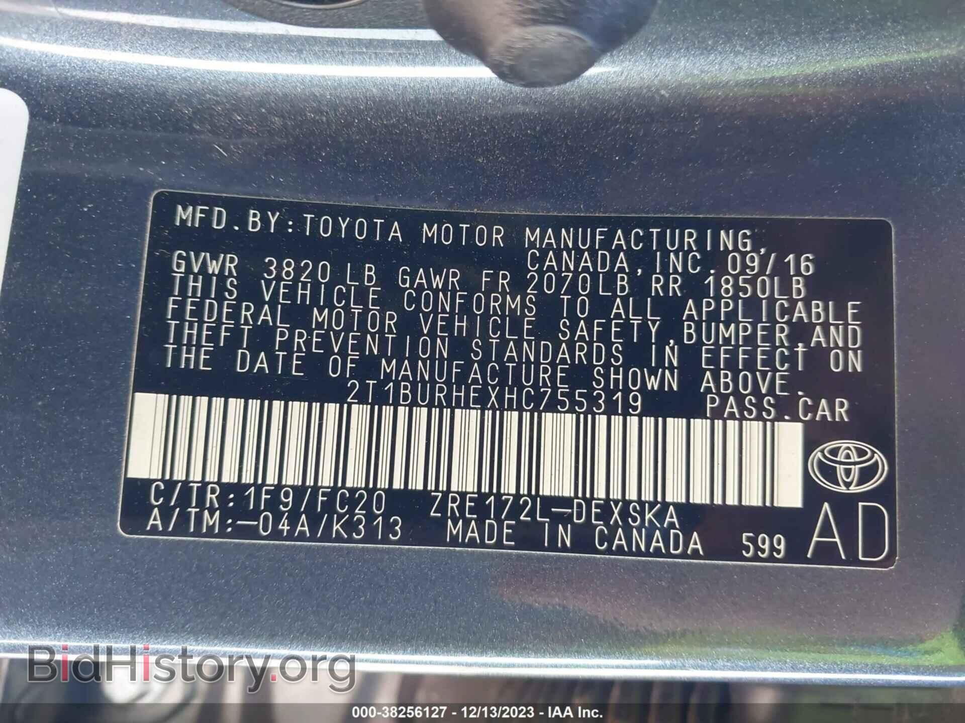 2017 TOYOTA COROLLA - VIN: 2T1BURHEXHC755319 - Фото 9