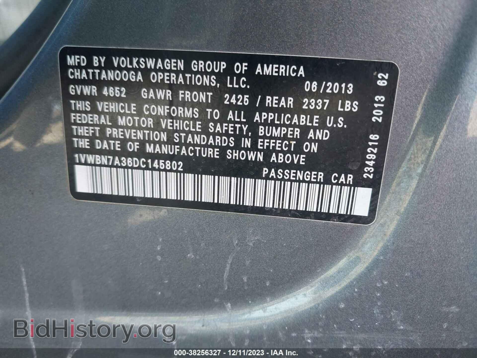 2013 VOLKSWAGEN PASSAT - VIN: 1VWBN7A36DC145802 - Фото 9