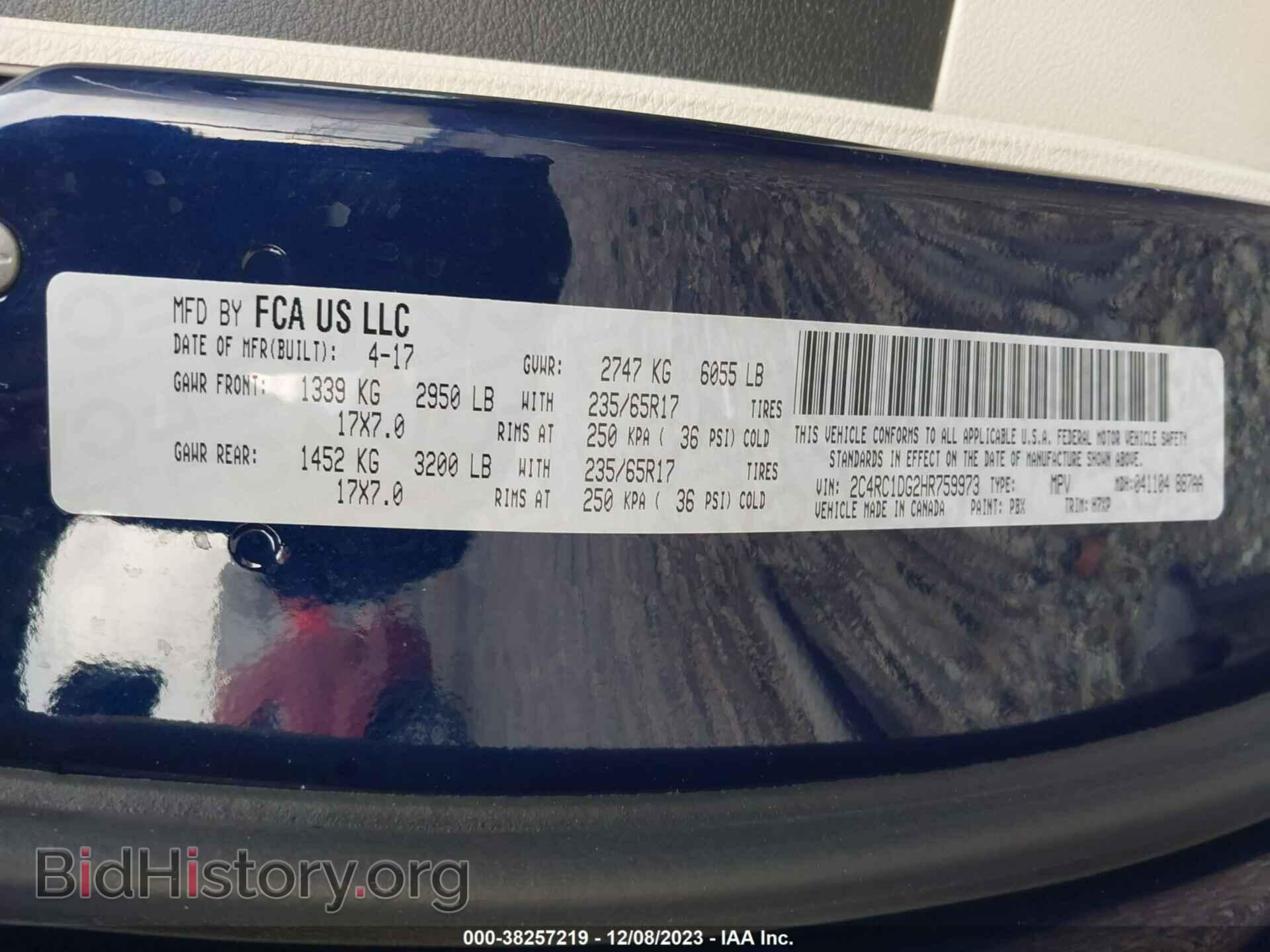 2017 CHRYSLER PACIFICA - VIN: 2C4RC1DG2HR759973 - Photo 9