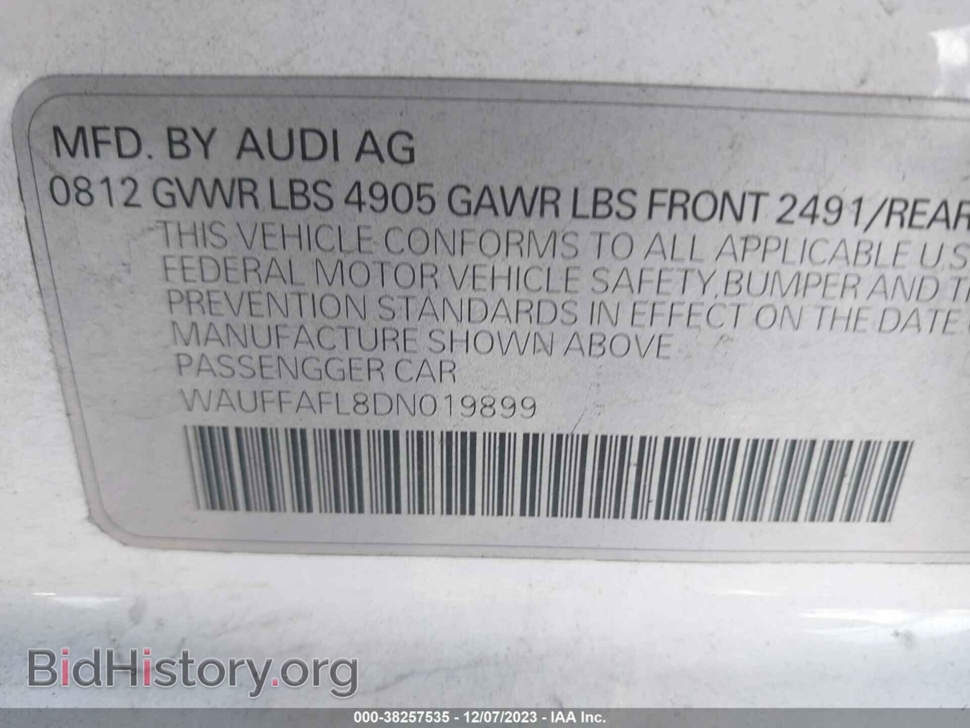 2013 AUDI A4 - VIN: WAUFFAFL8DN019899 - Фото 9