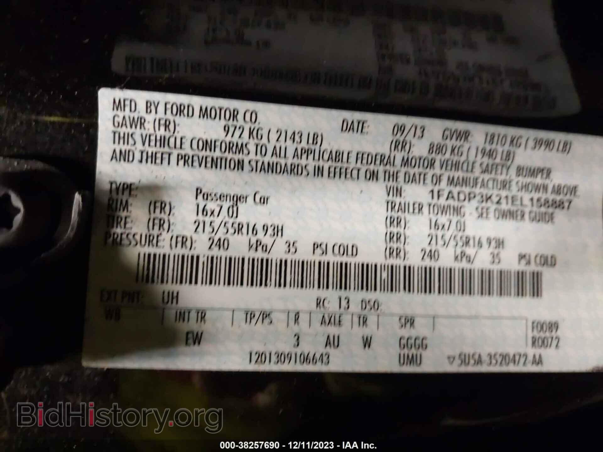 2014 FORD FOCUS - VIN: 1FADP3K21EL158887 - Photo 9