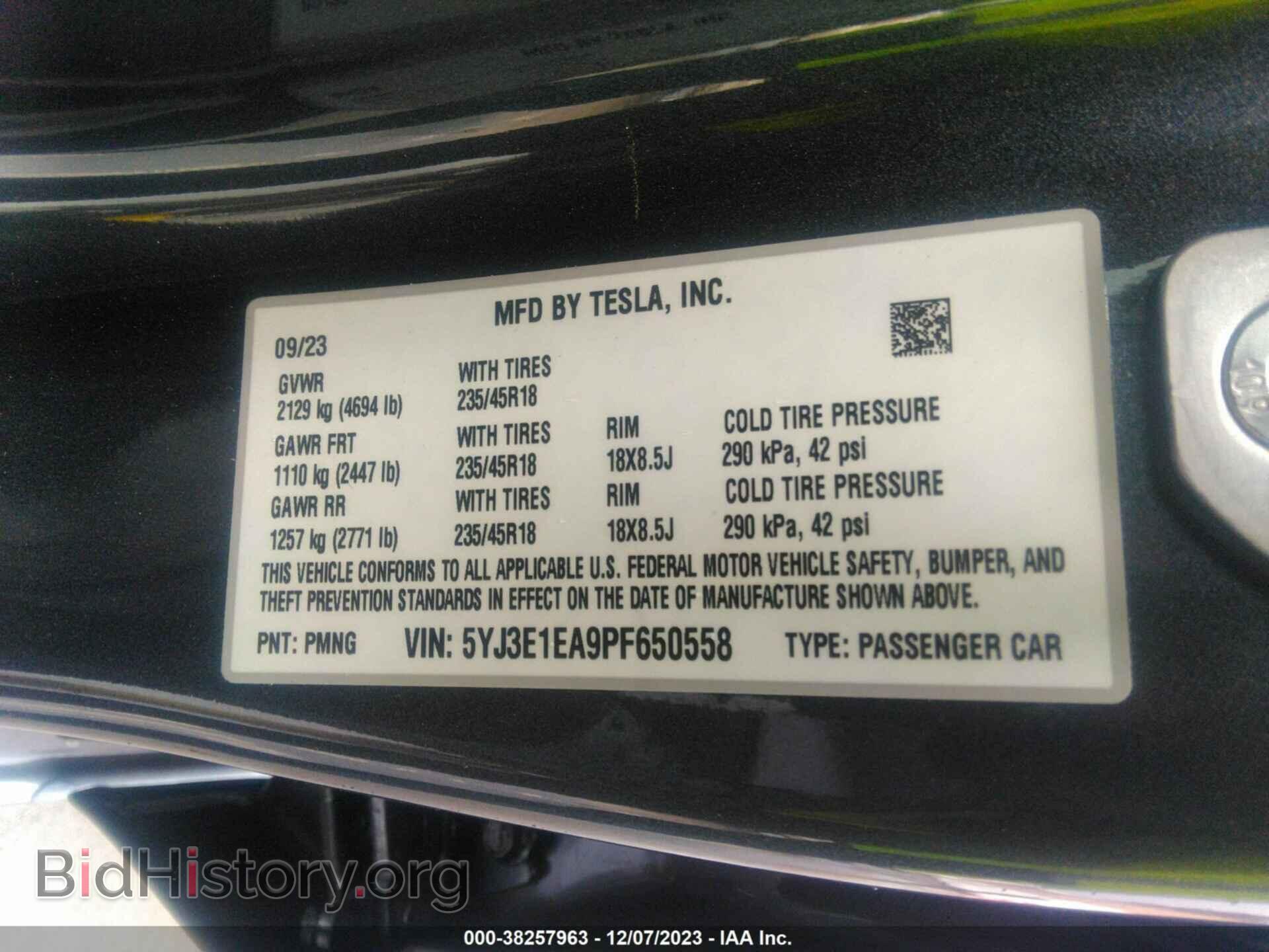 2023 TESLA MODEL 3 - VIN: 5YJ3E1EA9PF650558 - Фото 9