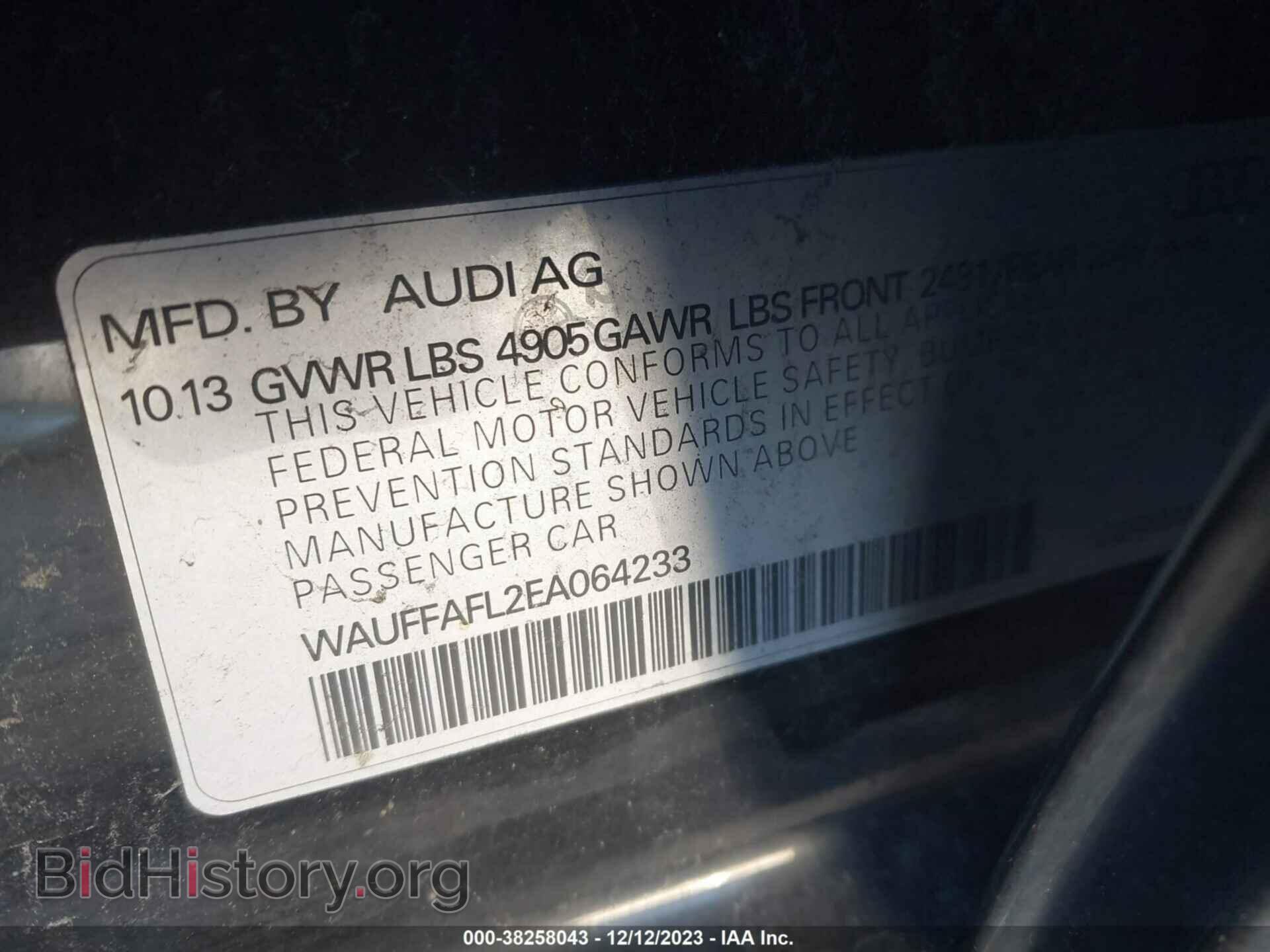 2014 AUDI A4 - VIN: WAUFFAFL2EA064233 - Фото 9