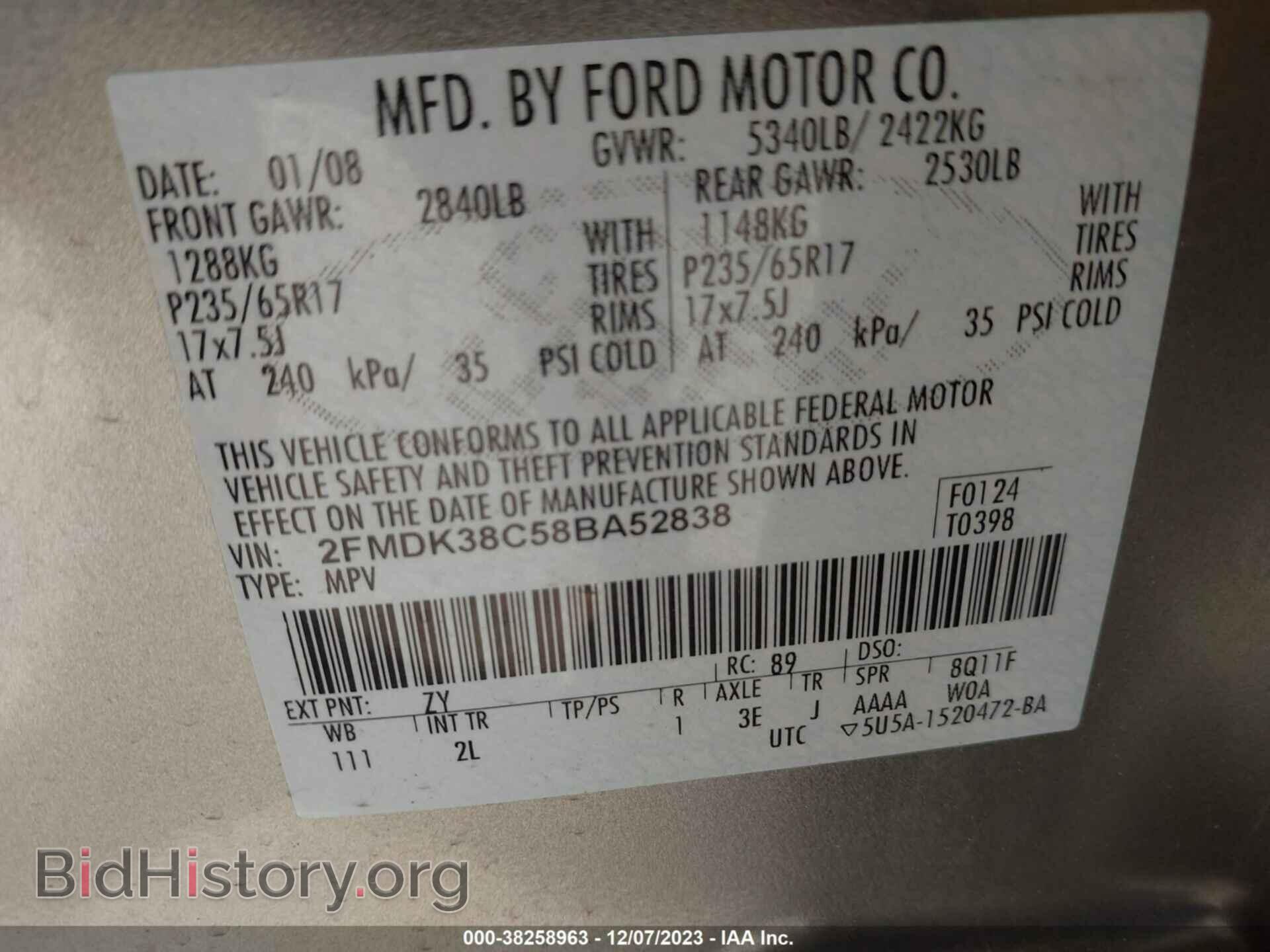 2008 FORD EDGE - VIN: 2FMDK38C58BA52838 - Photo 9