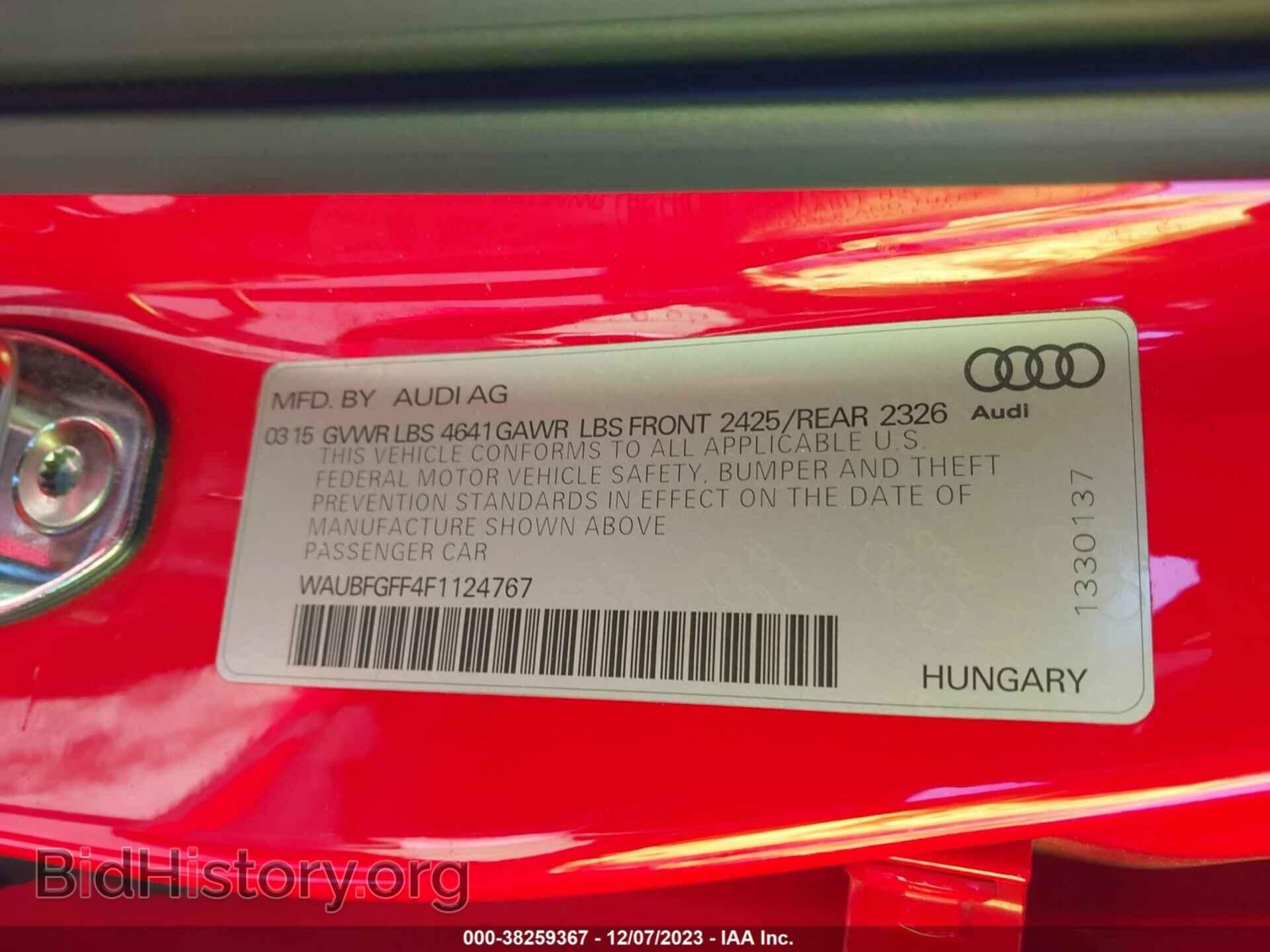 2015 AUDI S3 - VIN: WAUBFGFF4F1124767 - Фото 9