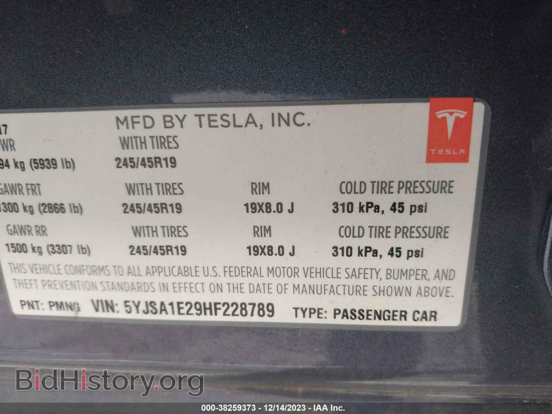 2017 TESLA MODEL S - VIN: 5YJSA1E29HF228789 - Фото 9