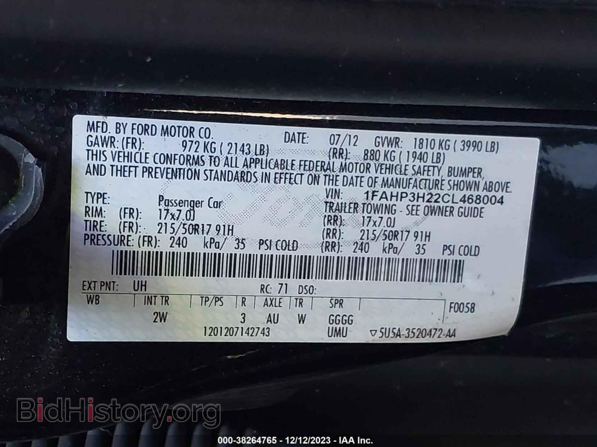 2012 FORD FOCUS - VIN: 1FAHP3H22CL468004 - Фото 9