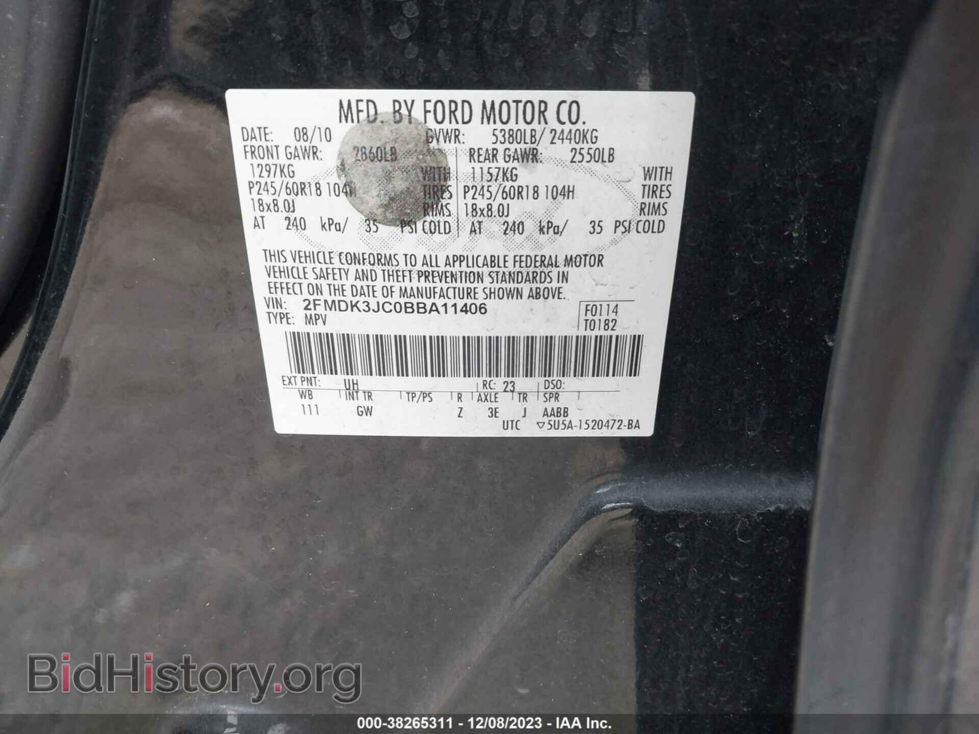 2011 FORD EDGE - VIN: 2FMDK3JC0BBA11406 - Photo 9