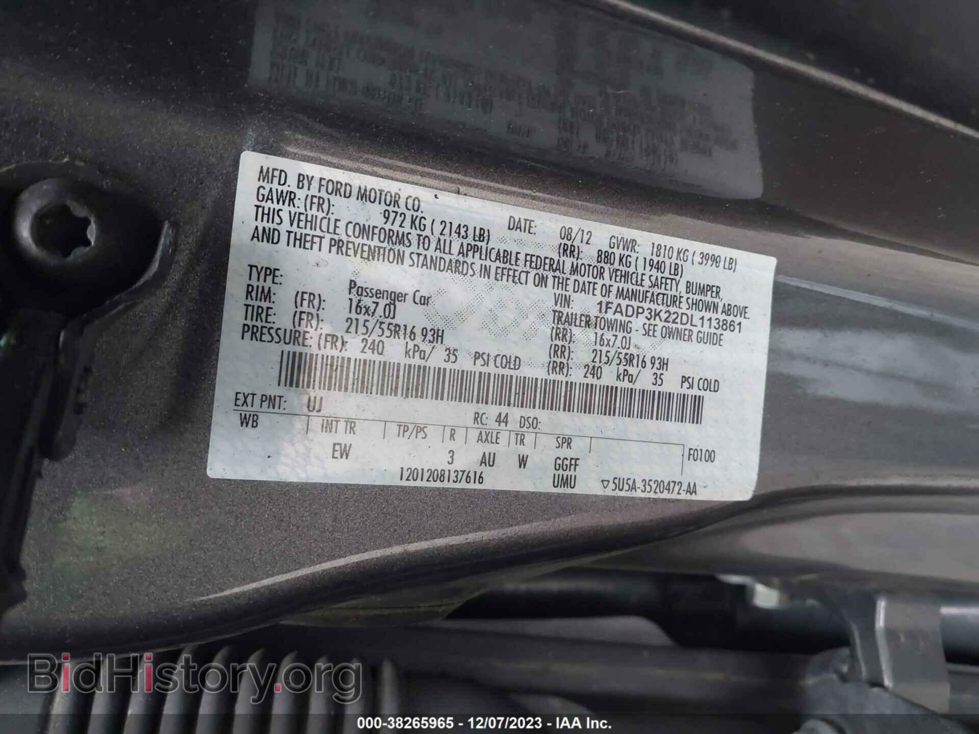 2013 FORD FOCUS - VIN: 1FADP3K22DL113861 - Фото 9