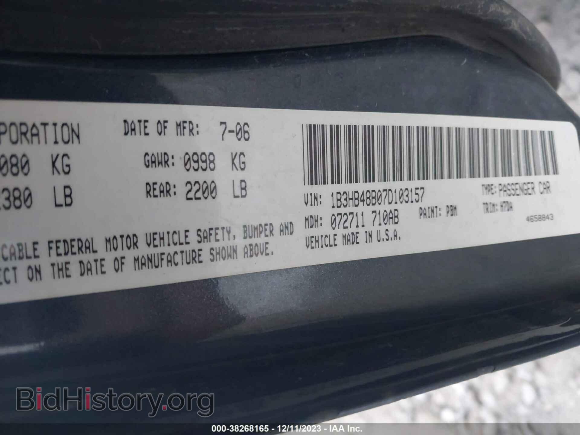 2007 DODGE CALIBER - VIN: 1B3HB48B07D103157 - Photo 9