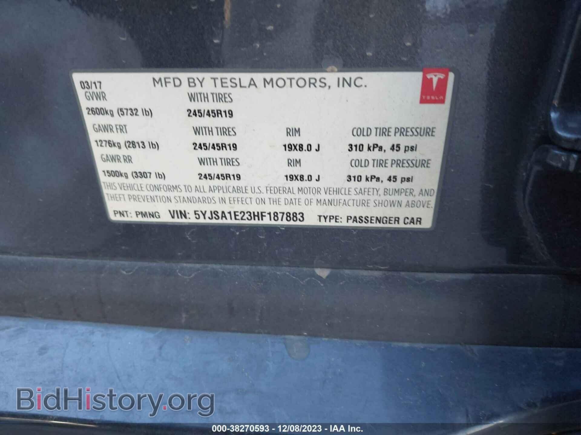 2017 TESLA MODEL S - VIN: 5YJSA1E23HF187883 - Photo 9
