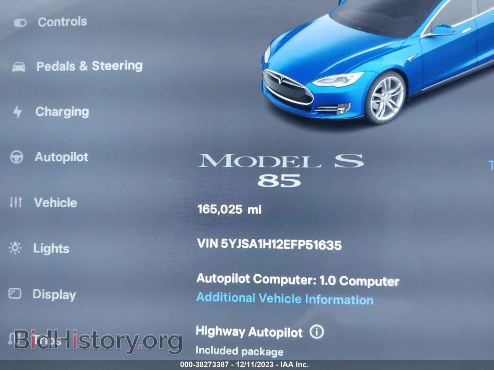 2014 TESLA MODEL S - VIN: 5YJSA1H12EFP51635 - Фото 16