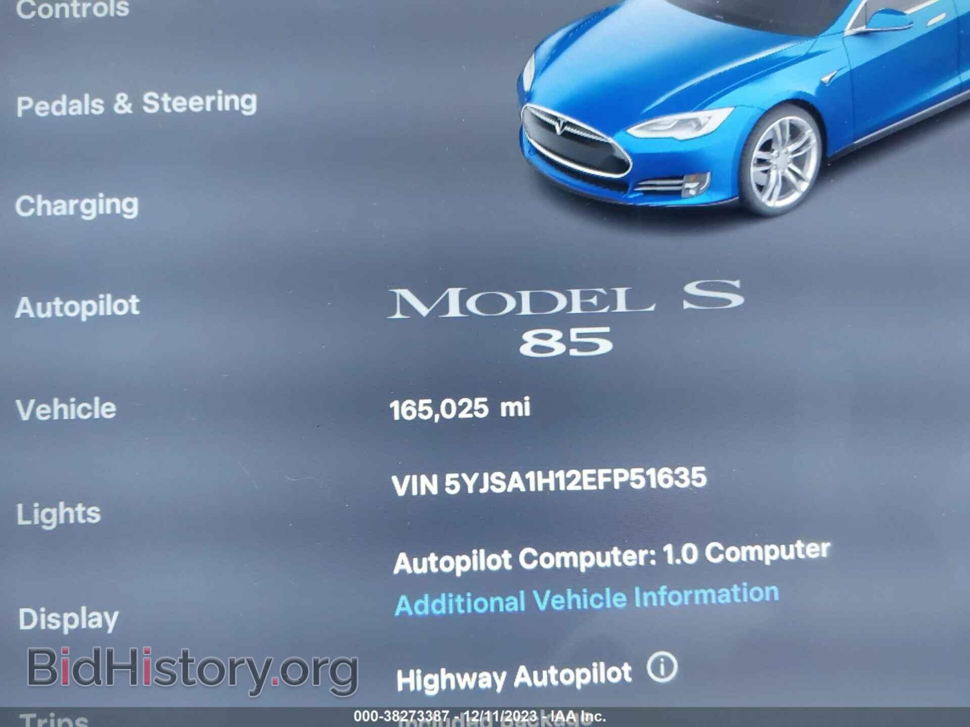 2014 TESLA MODEL S - VIN: 5YJSA1H12EFP51635 - Фото 7