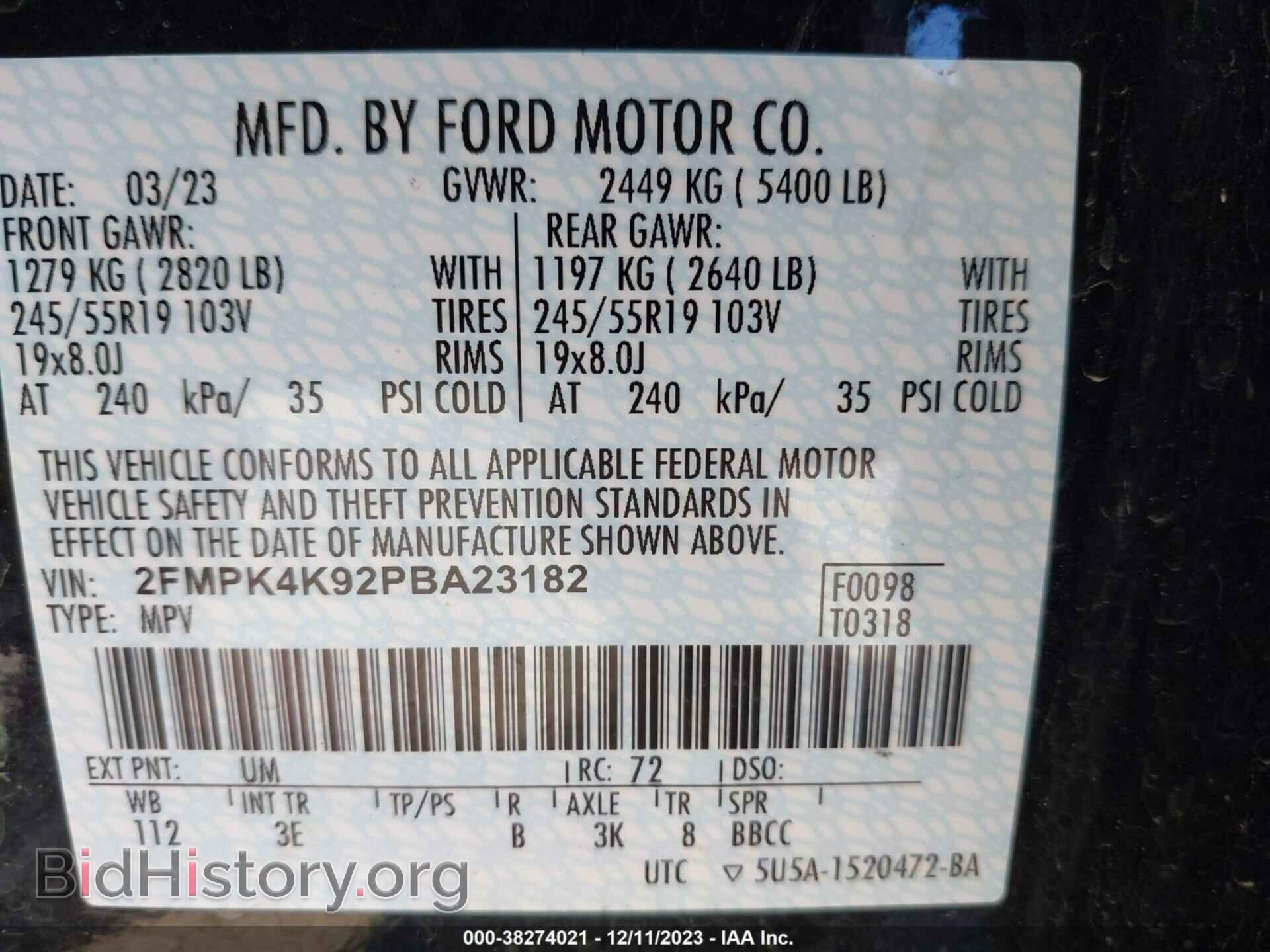 2023 FORD EDGE - VIN: 2FMPK4K92PBA23182 - Photo 9