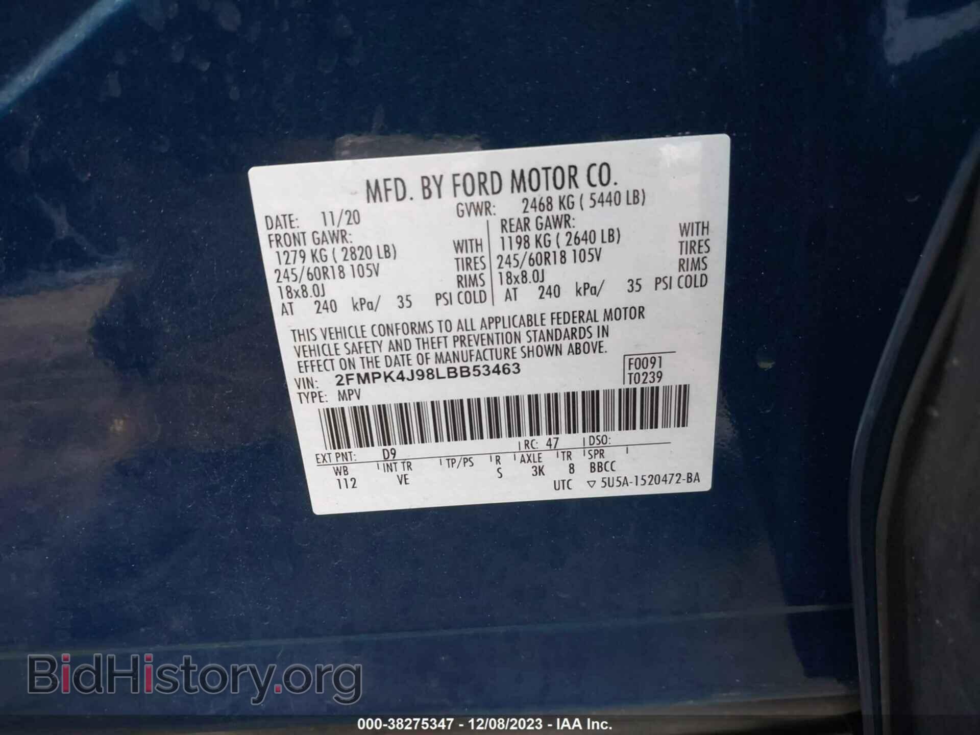 2020 FORD EDGE - VIN: 2FMPK4J98LBB53463 - Photo 9