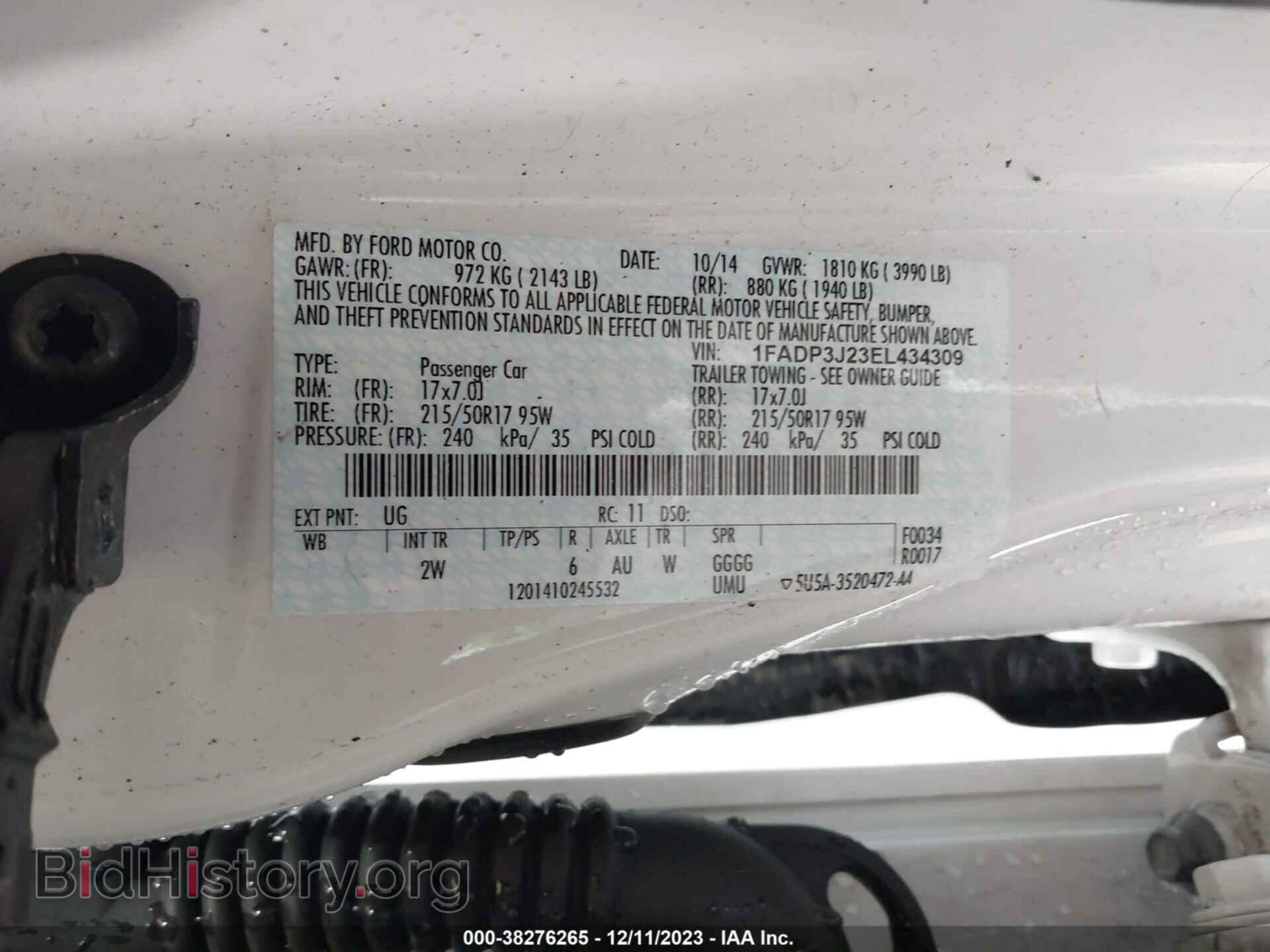 2014 FORD FOCUS - VIN: 1FADP3J23EL434309 - Фото 9
