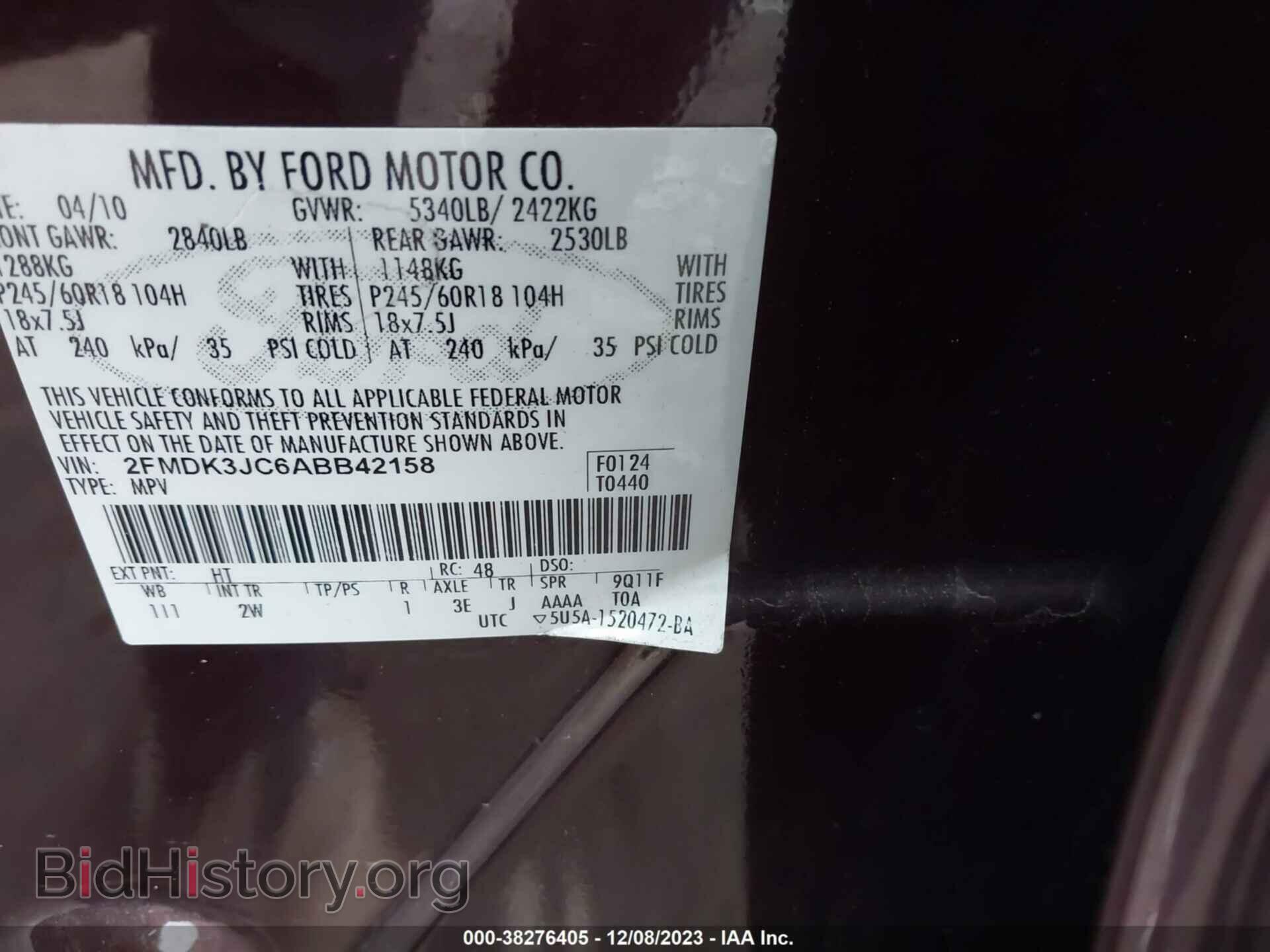 2010 FORD EDGE - VIN: 2FMDK3JC6ABB42158 - Photo 9