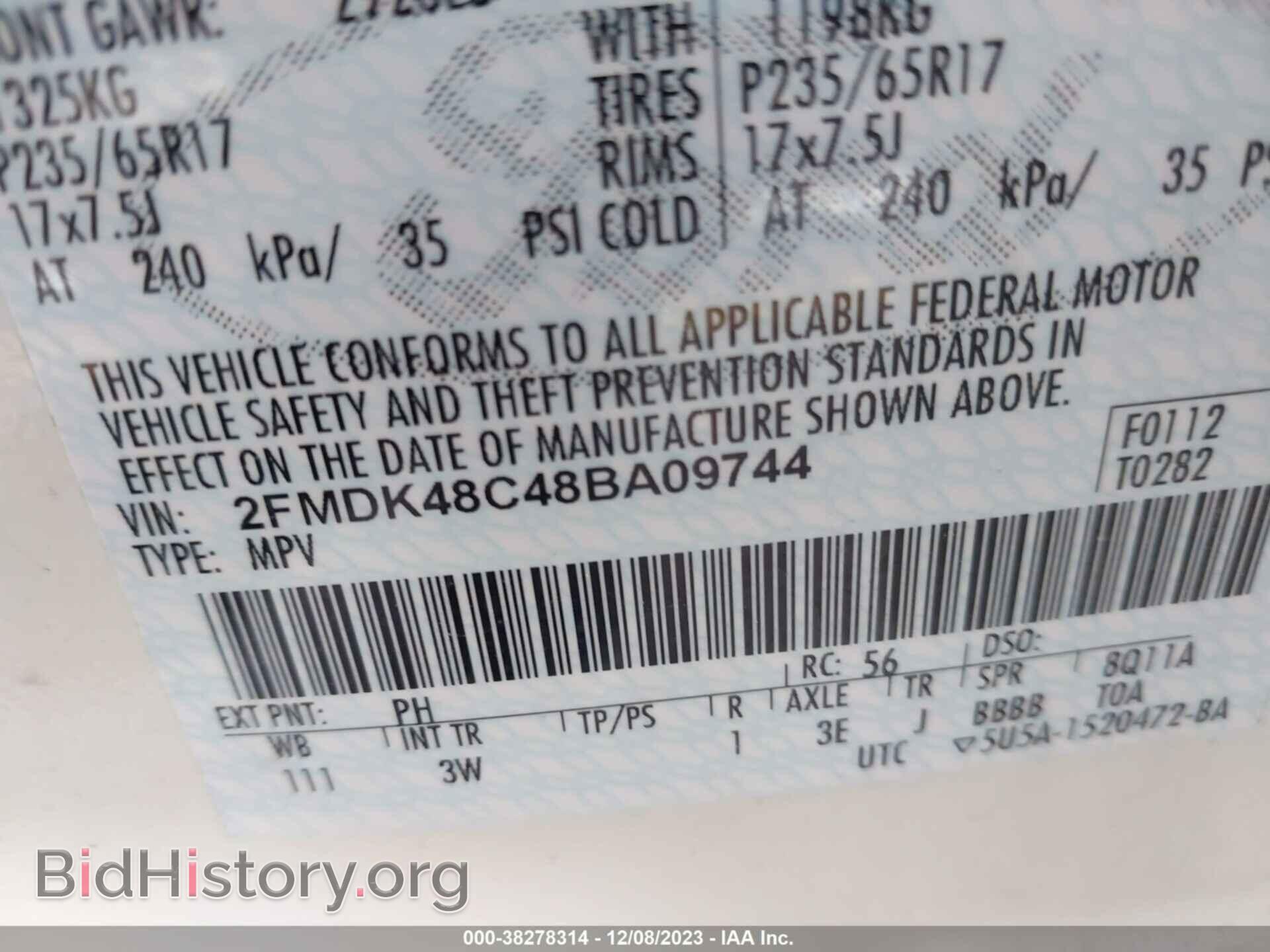 2008 FORD EDGE - VIN: 2FMDK48C48BA09744 - Фото 9