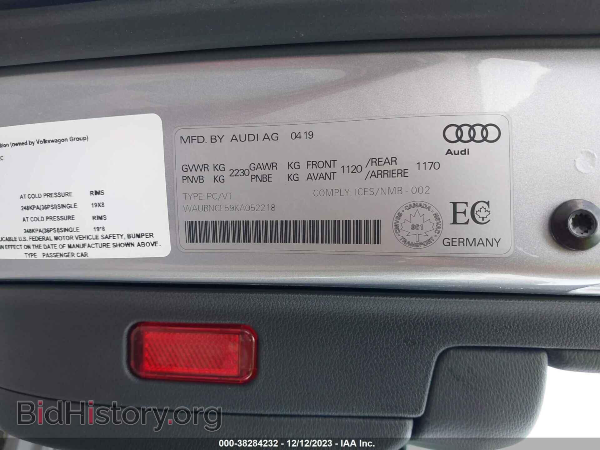 2019 AUDI A5 - VIN: WAUBNCF59KA052218 - Фото 9