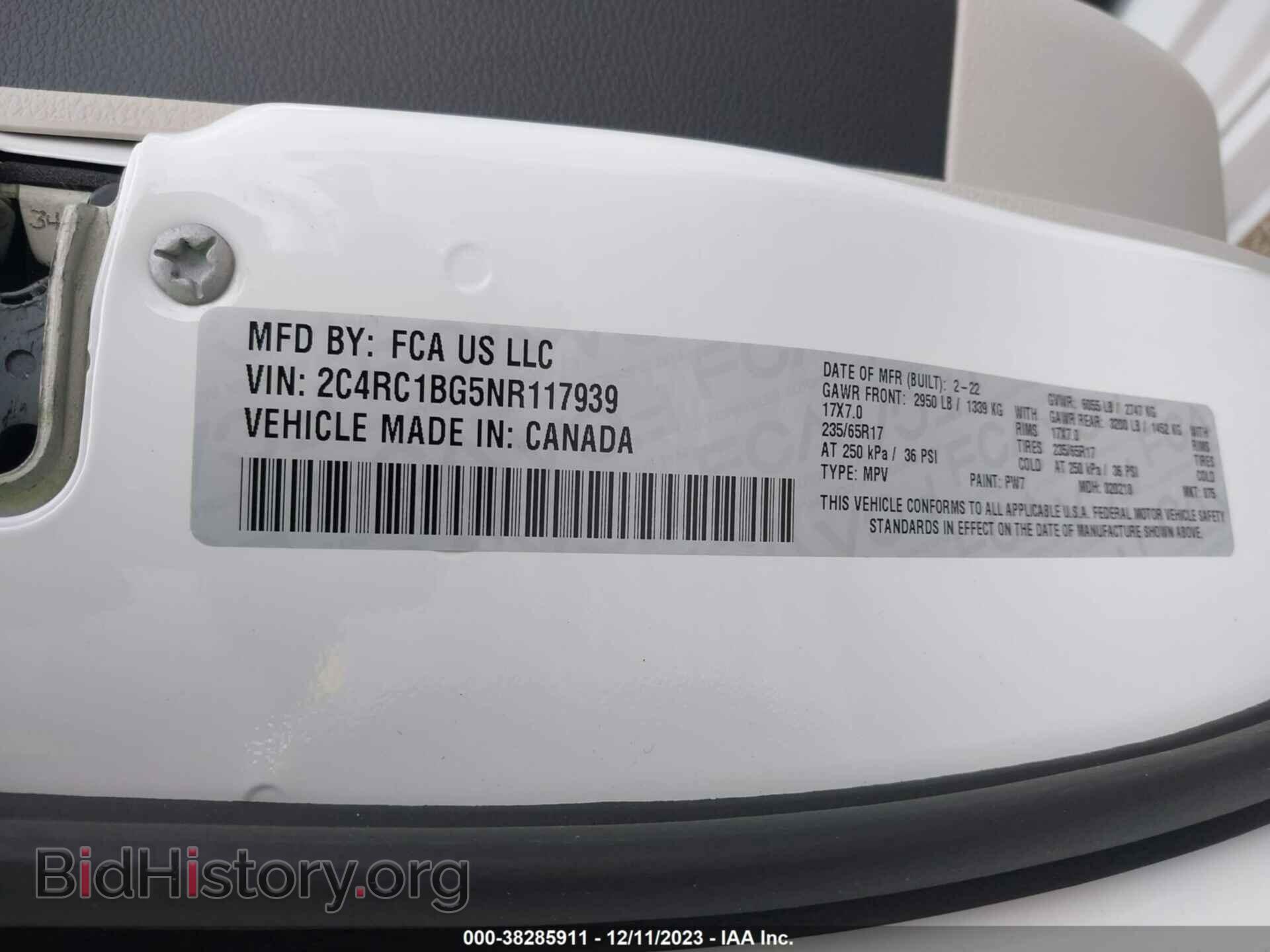 2022 CHRYSLER PACIFICA - VIN: 2C4RC1BG5NR117939 - Фото 9