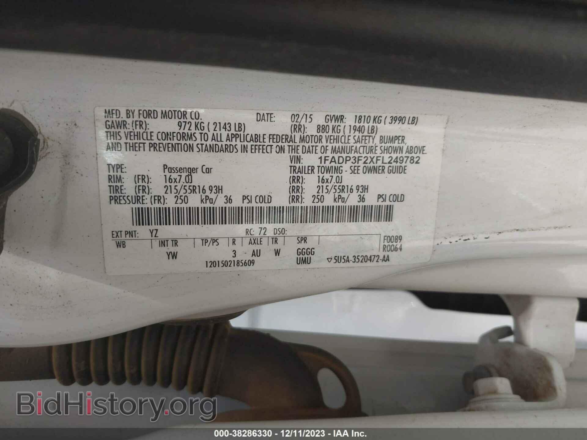2015 FORD FOCUS - VIN: 1FADP3F2XFL249782 - Фото 9