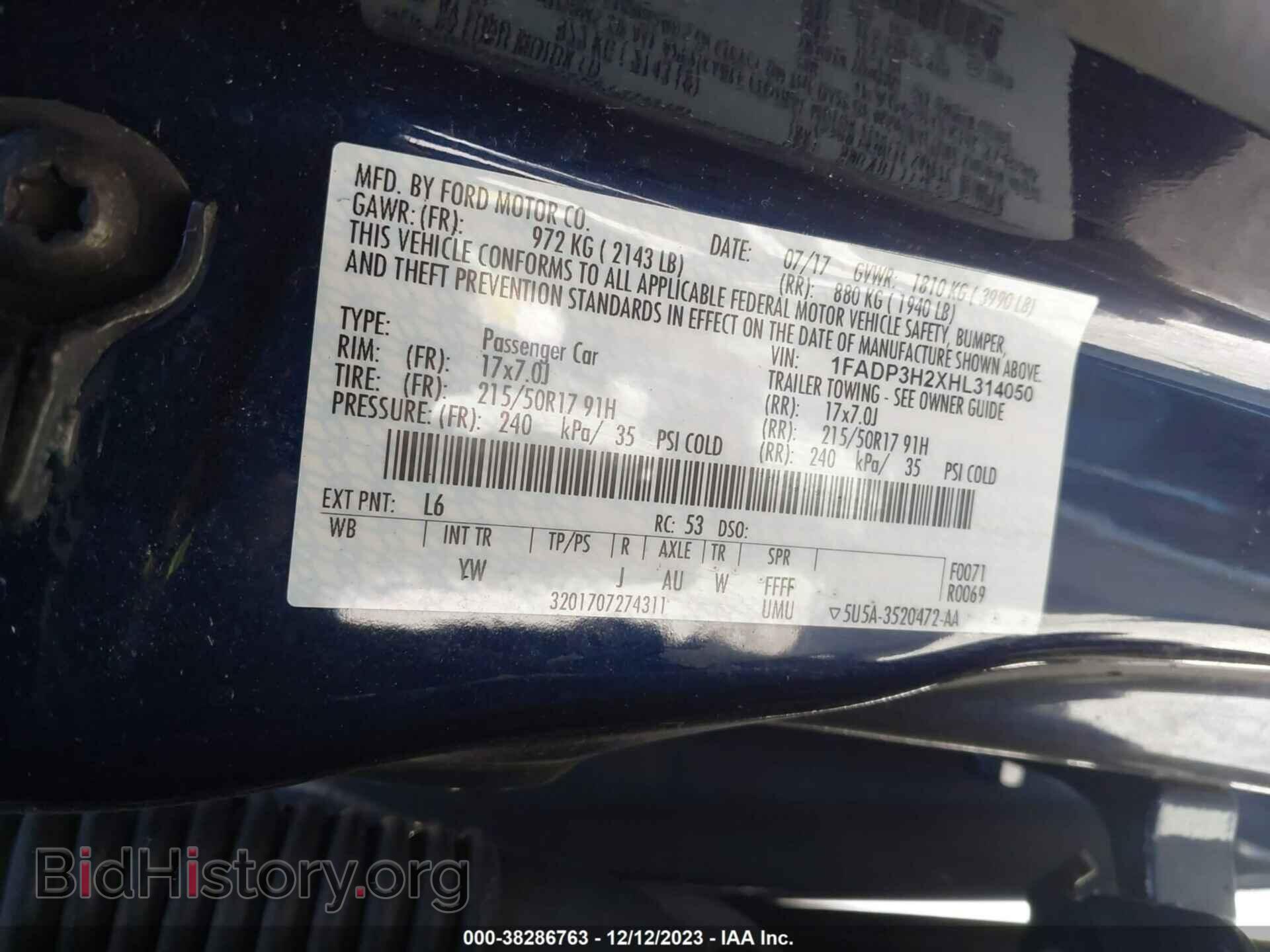 2017 FORD FOCUS - VIN: 1FADP3H2XHL314050 - Фото 9