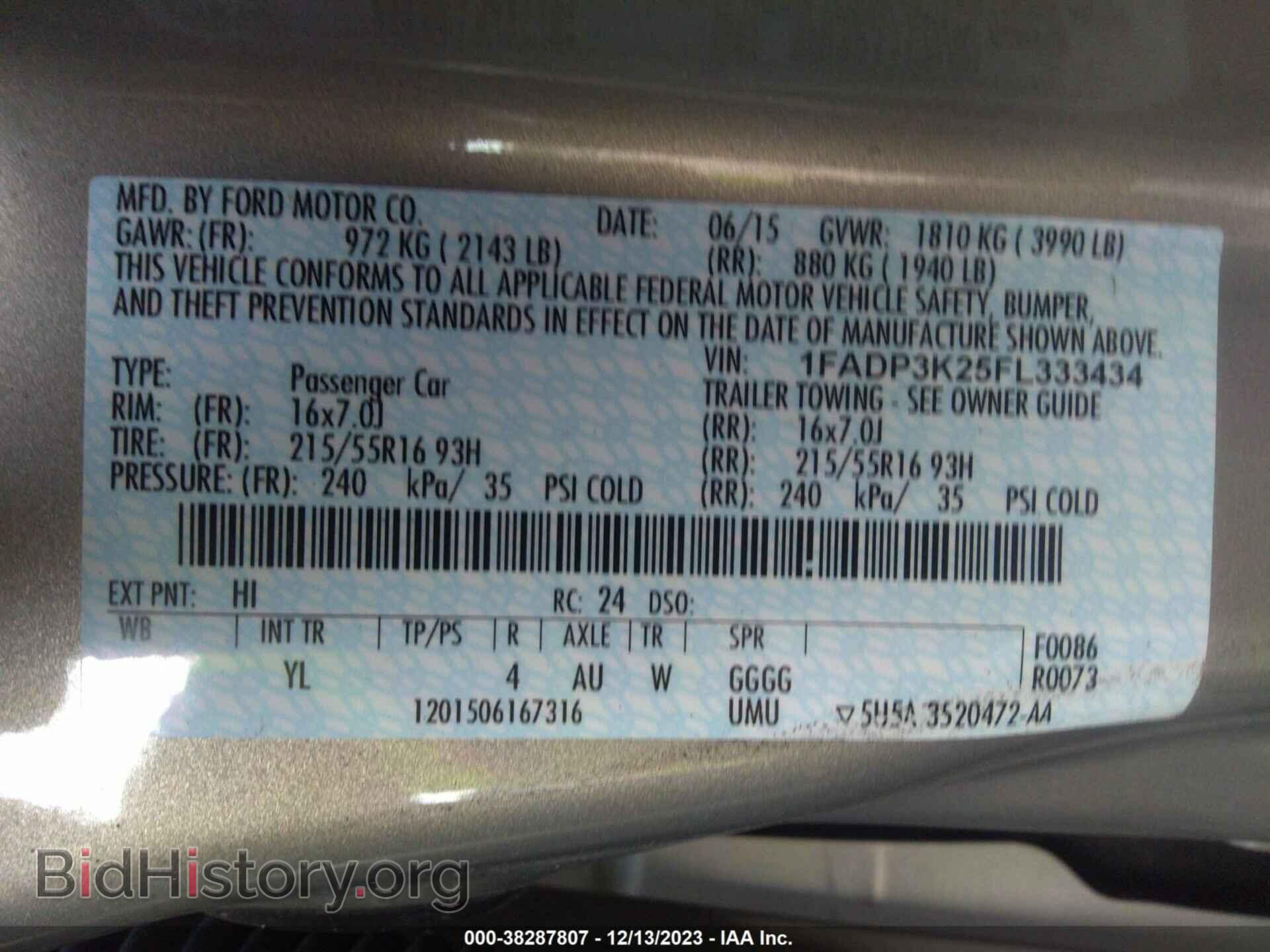 2015 FORD FOCUS - VIN: 1FADP3K25FL333434 - Фото 9