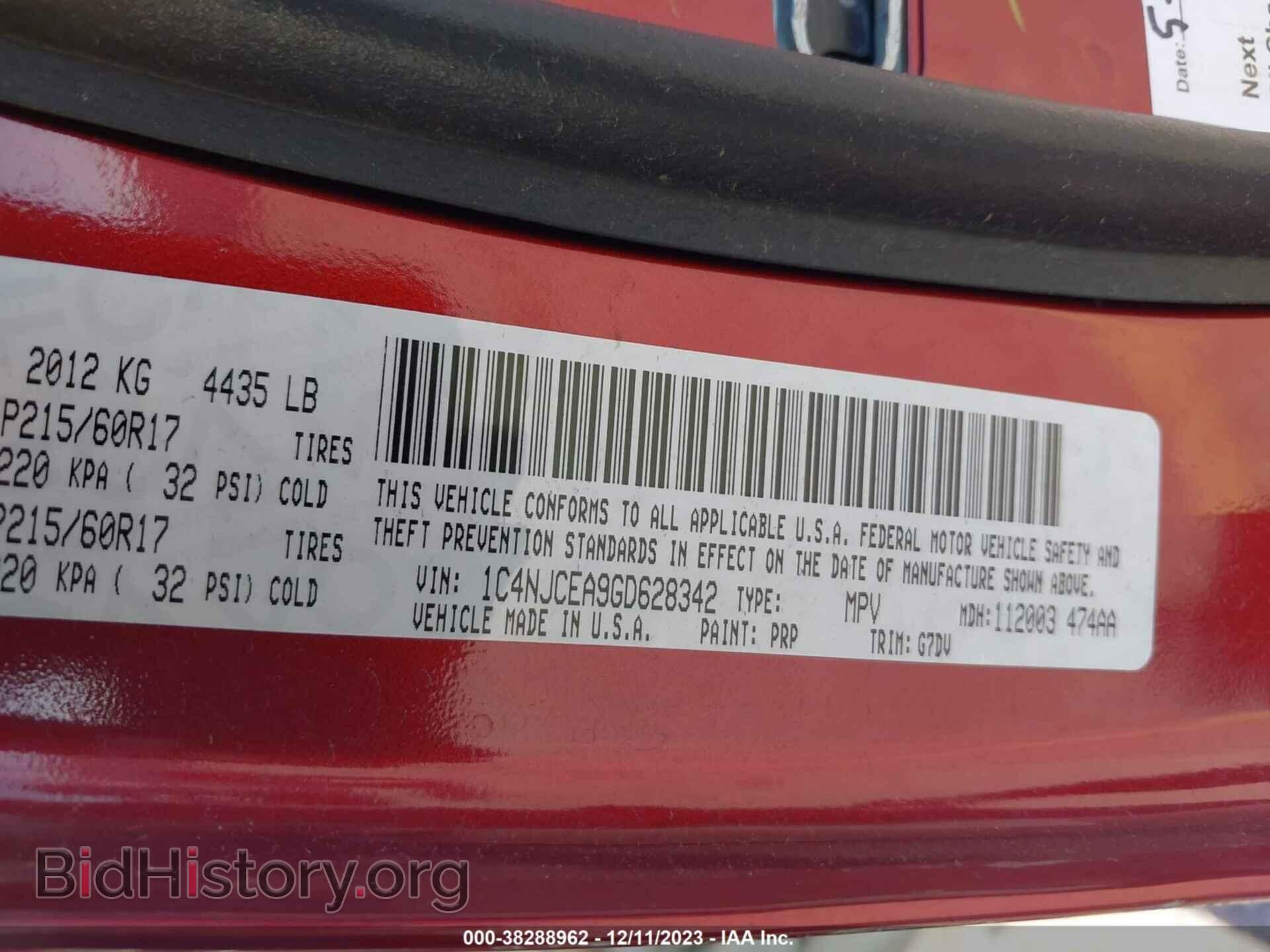2016 JEEP COMPASS - VIN: 1C4NJCEA9GD628342 - Фото 9