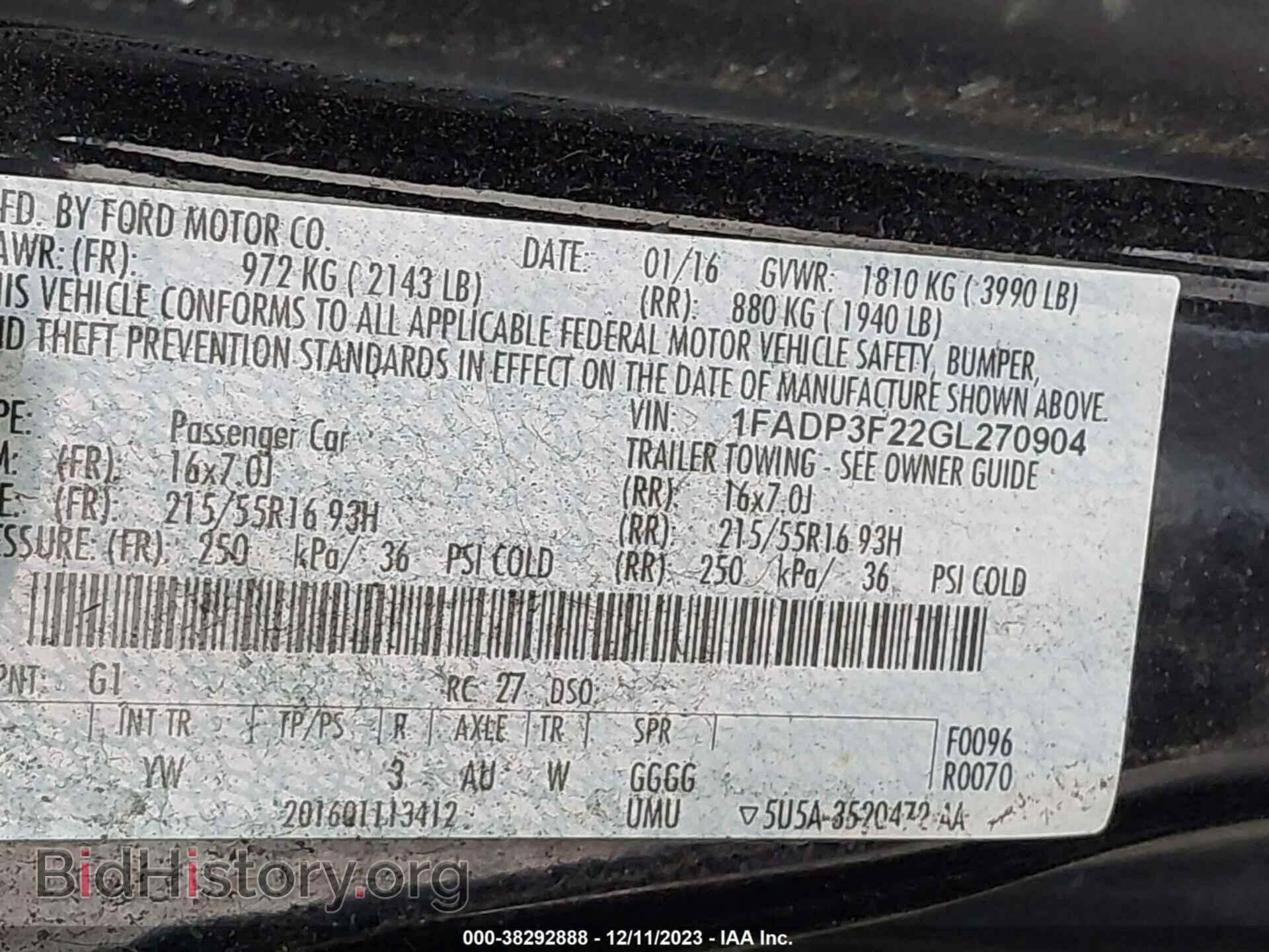 2016 FORD FOCUS - VIN: 1FADP3F22GL270904 - Фото 9