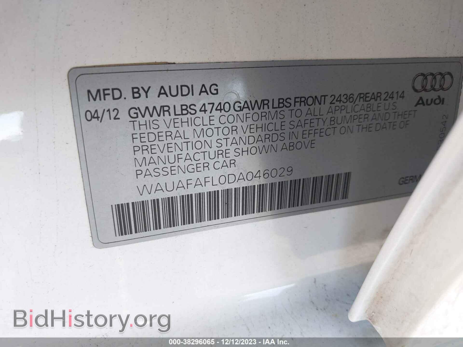 2013 AUDI A4 - VIN: WAUAFAFL0DA046029 - Фото 9