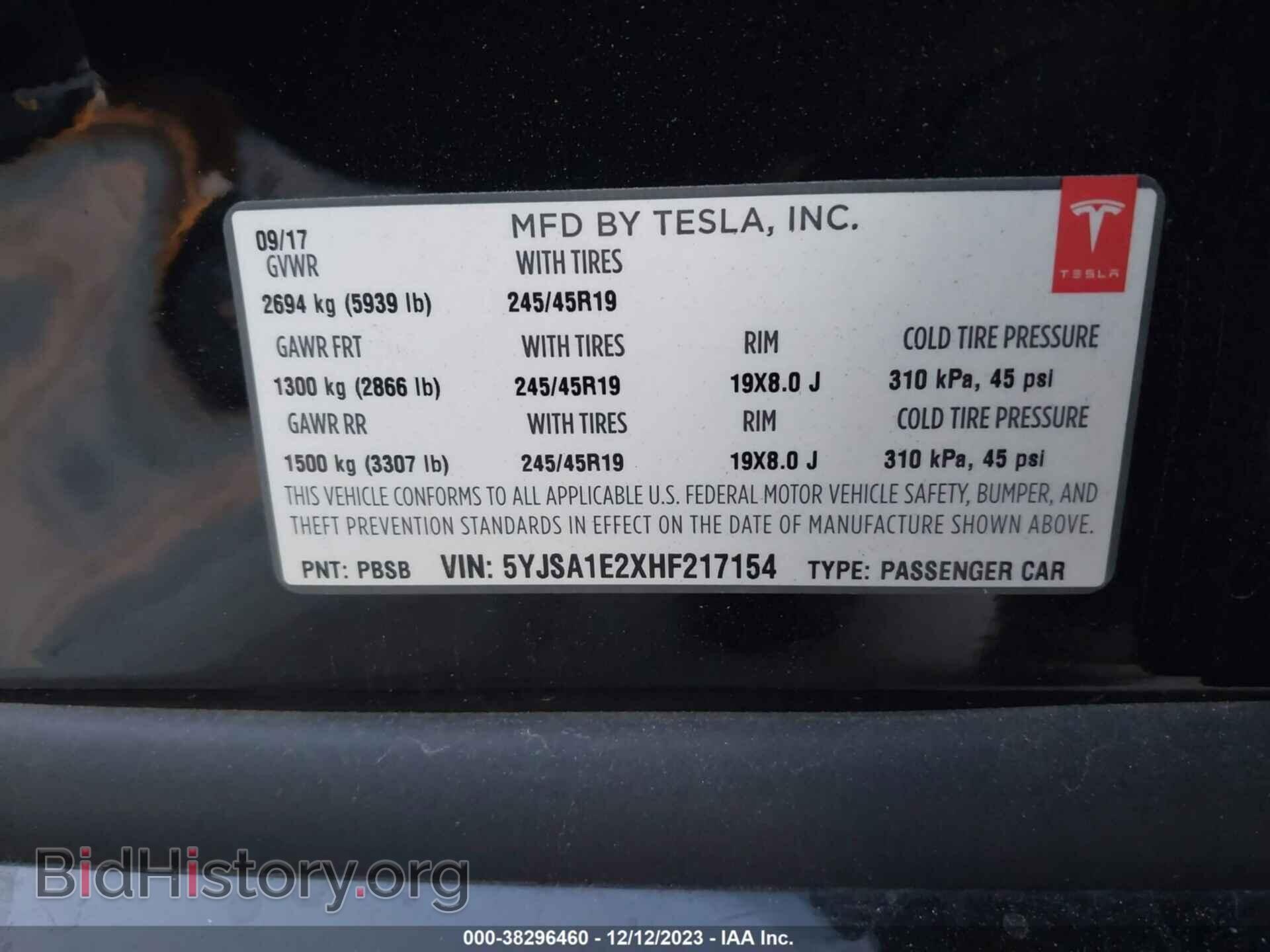 2017 TESLA MODEL S - VIN: 5YJSA1E2XHF217154 - Photo 9