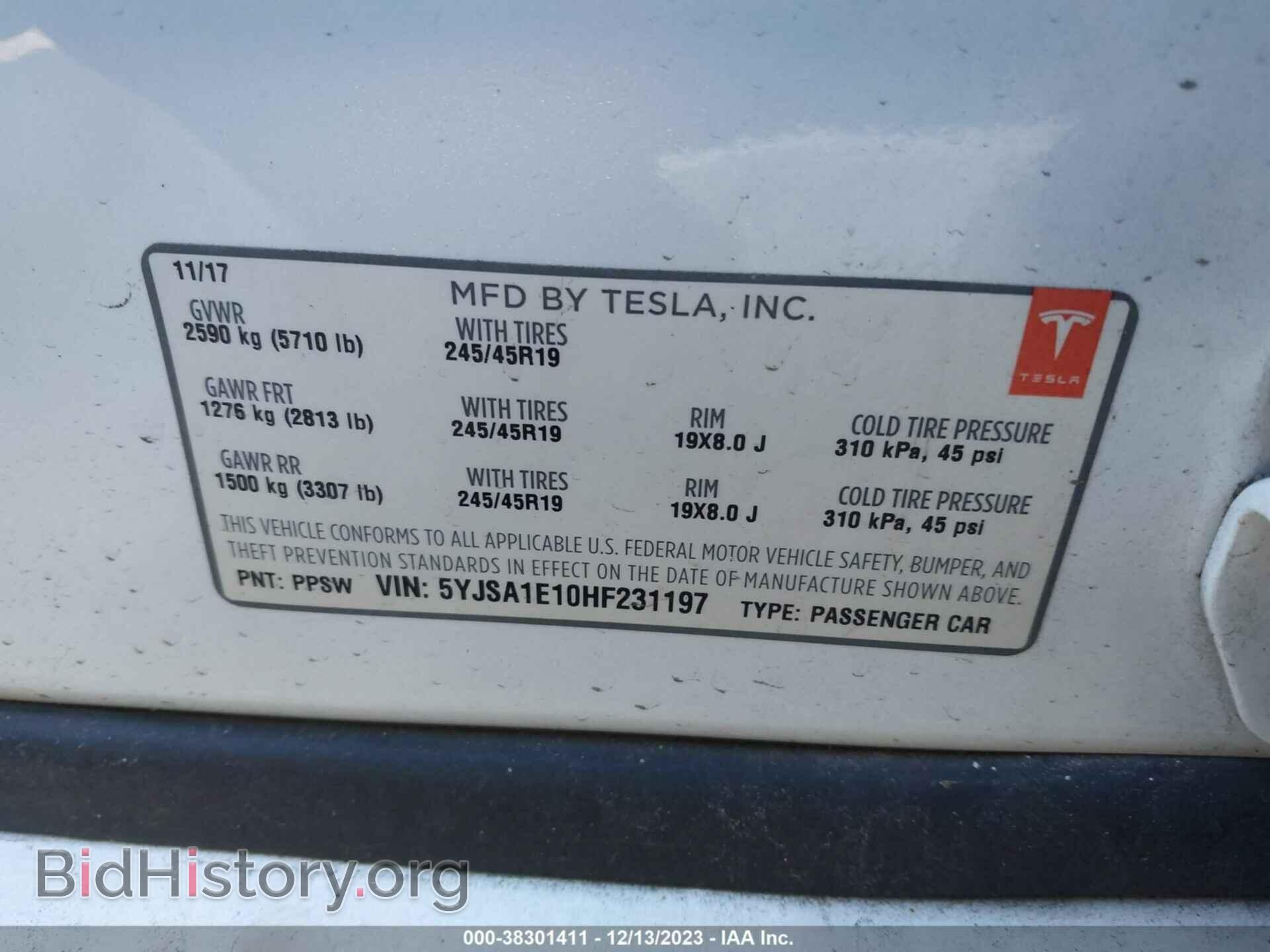 2017 TESLA MODEL S - VIN: 5YJSA1E10HF231197 - Фото 9