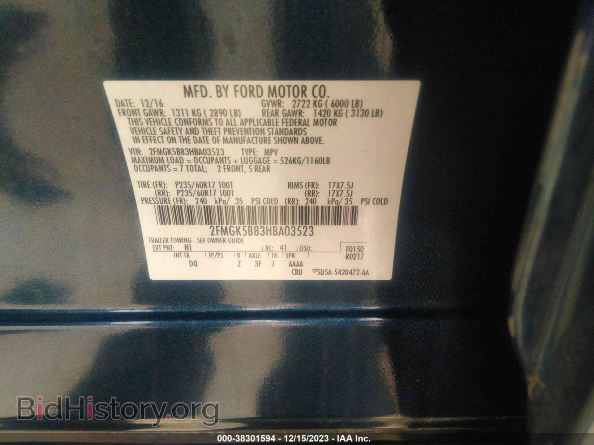 2017 FORD FLEX - VIN: 2FMGK5B83HBA03523 - Photo 9